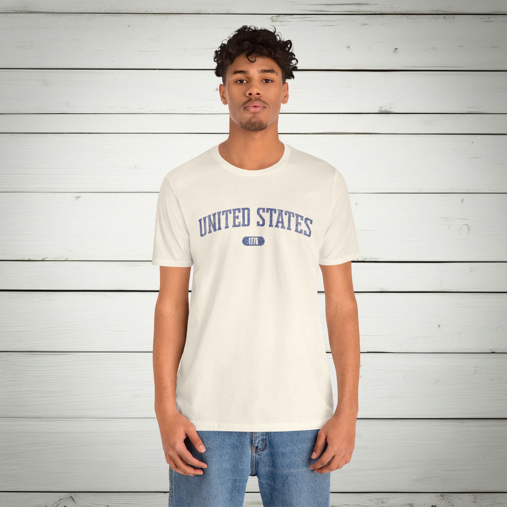 United States 1776 Vintage Collegiate Premium T-Shirt – Blue Graphic – Neutrals
