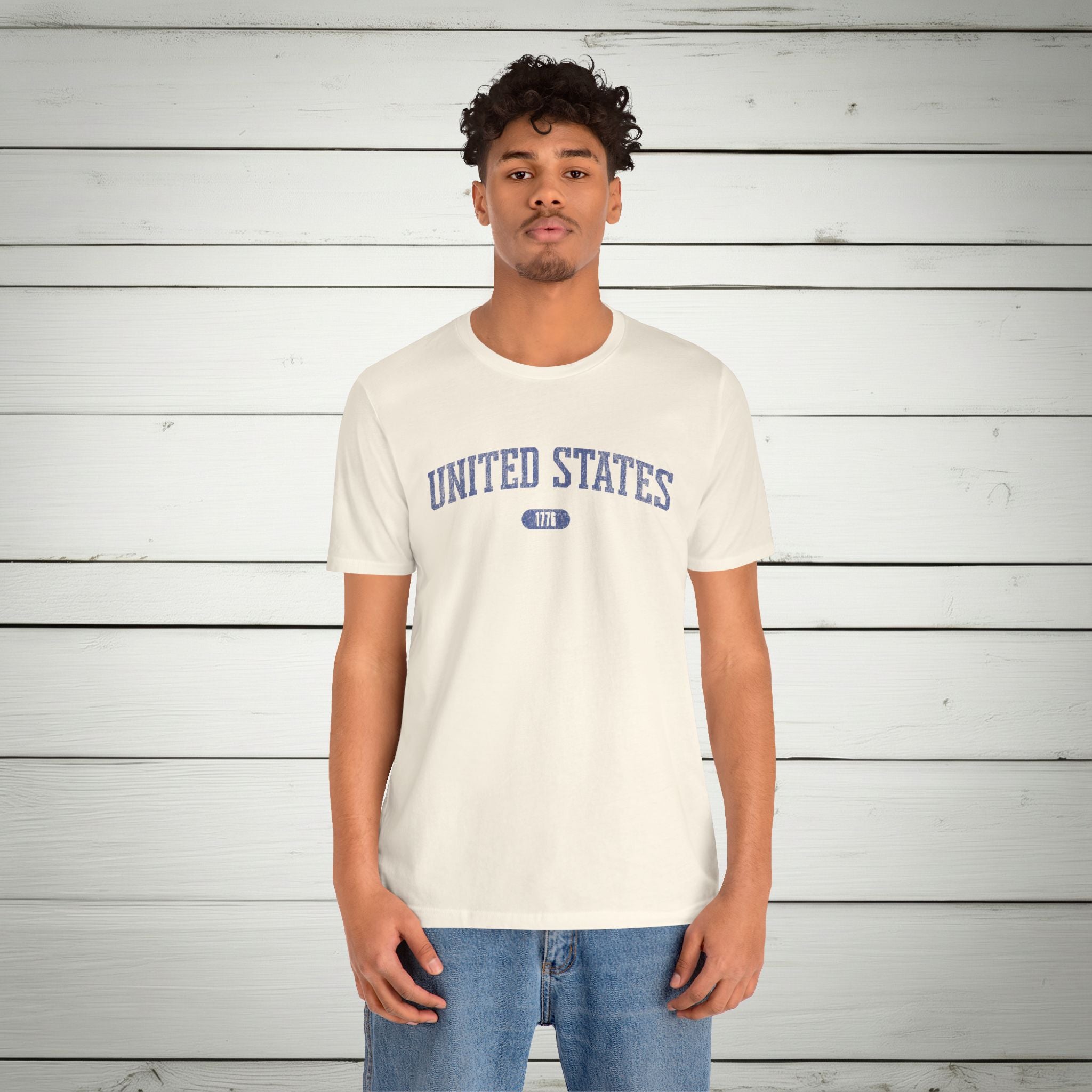 United States 1776 Vintage Collegiate Premium T-Shirt – Blue Graphic – Neutrals
