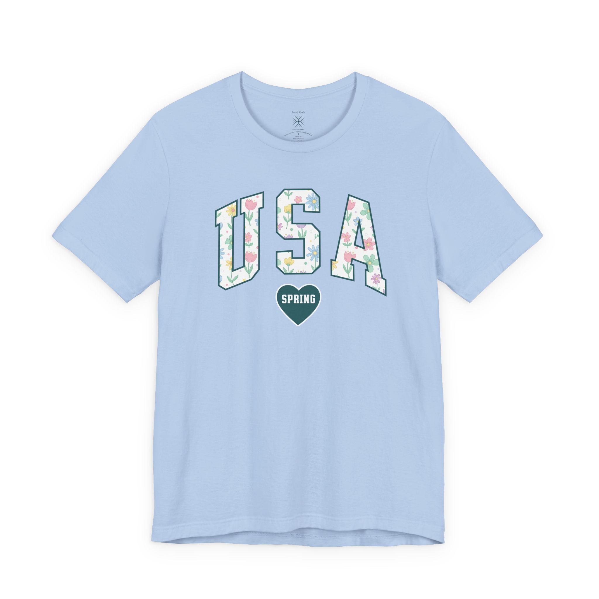 USA Love Spring Floral Varsity Graphic Tee – Transformative Teal