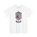 USA Home Of Snowboarding Vintage Athletic T-Shirt – Navy Red White Crest Graphic