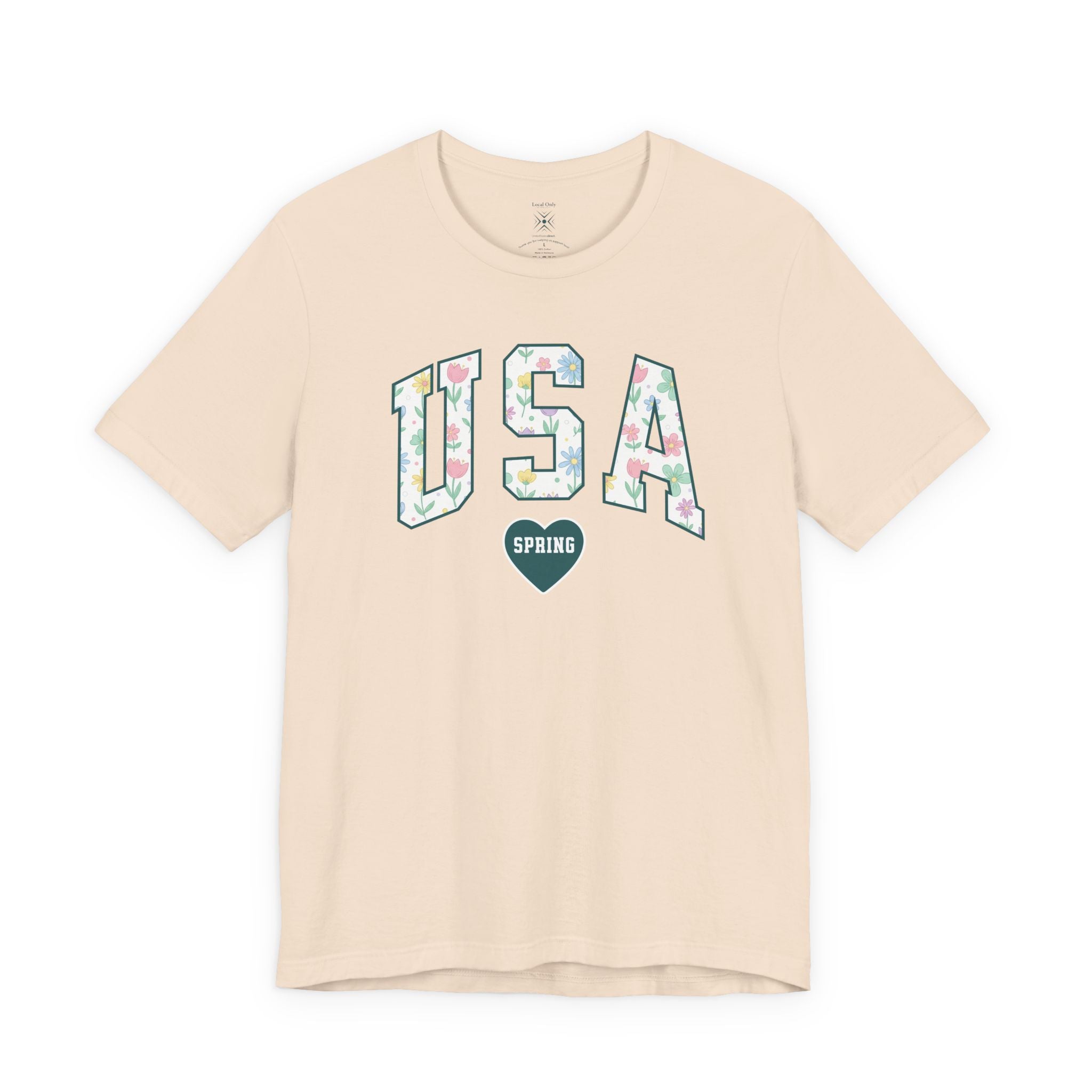 USA Love Spring Floral Varsity Graphic Tee – Transformative Teal