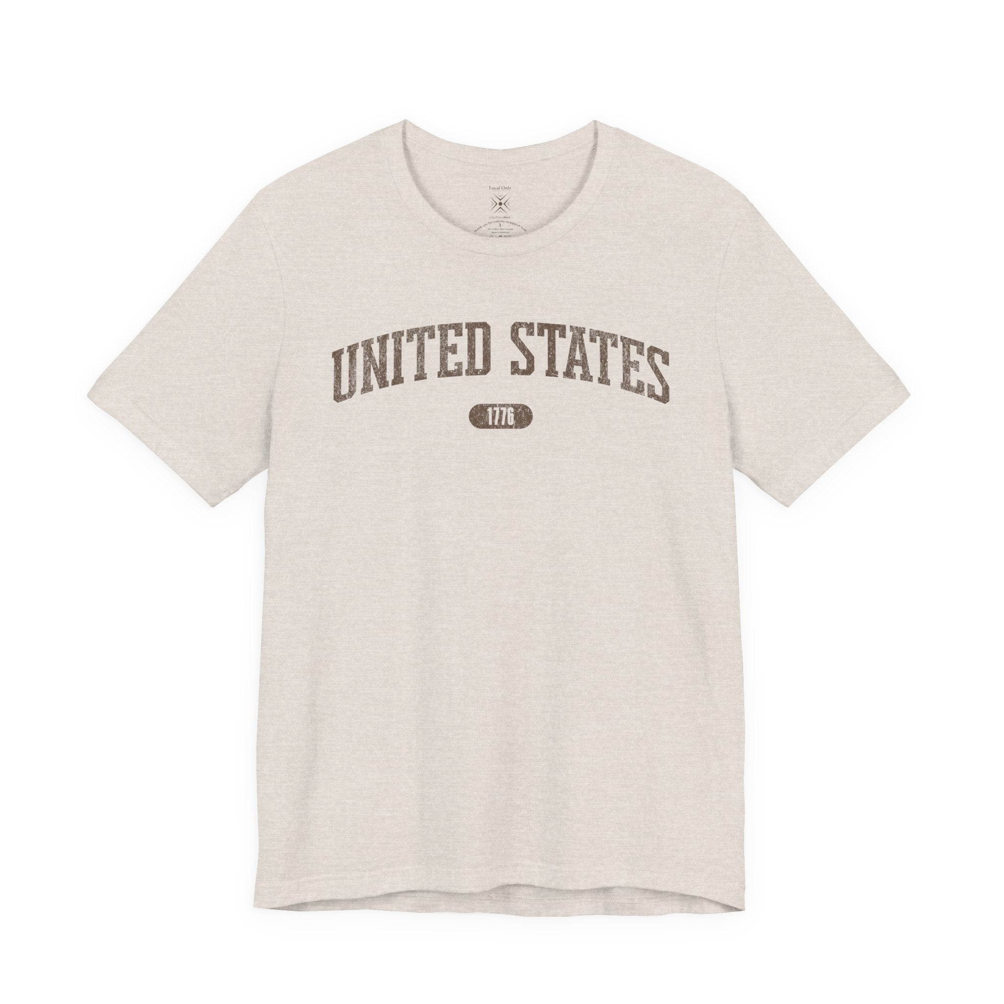 United States 1776 Vintage Collegiate T-Shirt – Brown Graphic – Neutrals