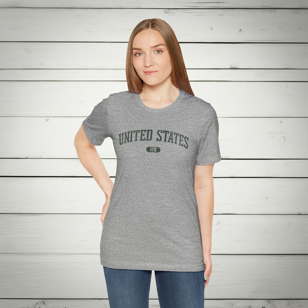 United States 1776 Vintage Collegiate Premium T-Shirt – Green Graphic – Neutrals