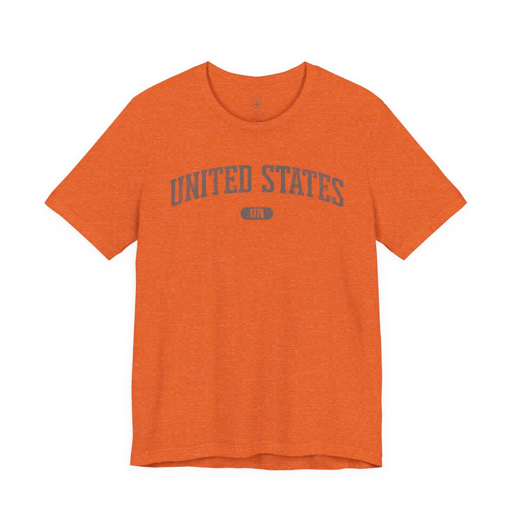 United States 1776 Vintage Collegiate Color Tee - Patriotic Distressed Grey Graphic T-Shirt