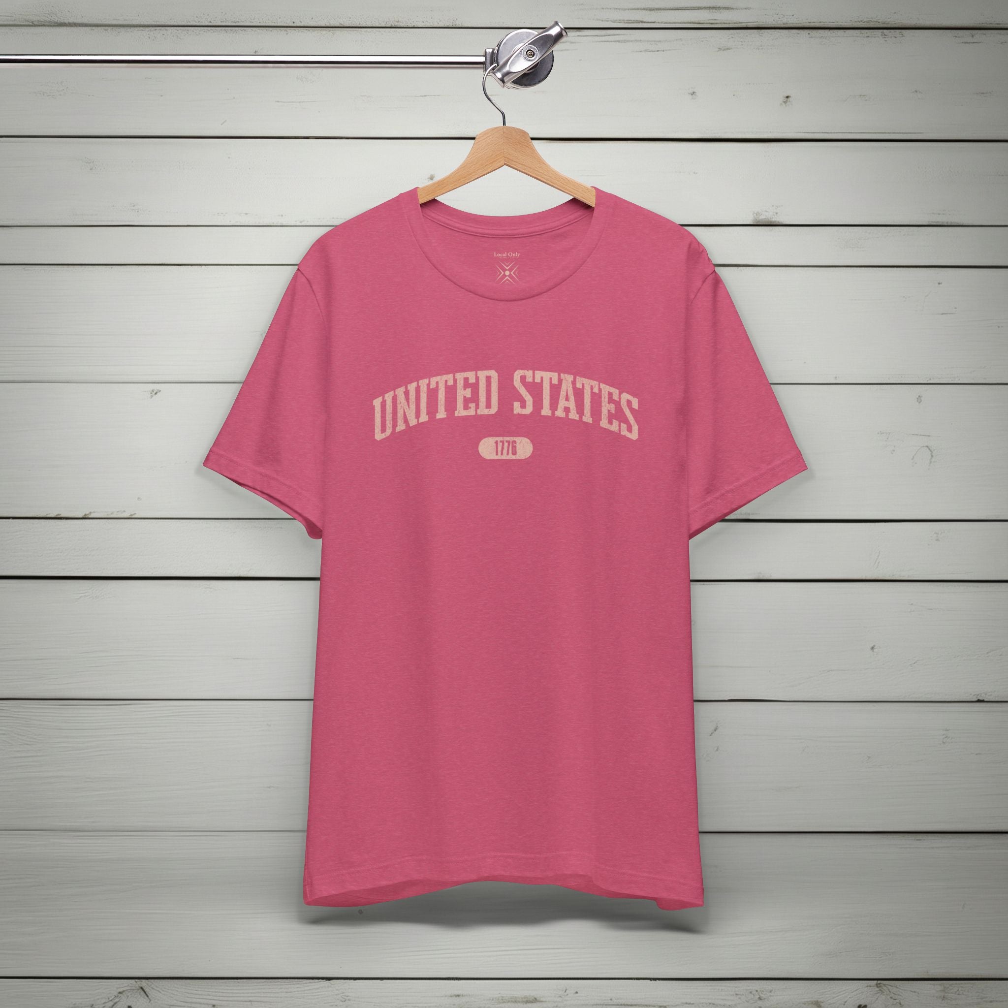 United States 1776 Vintage Collegiate Premium T-Shirt – Pink Graphic – Colorful