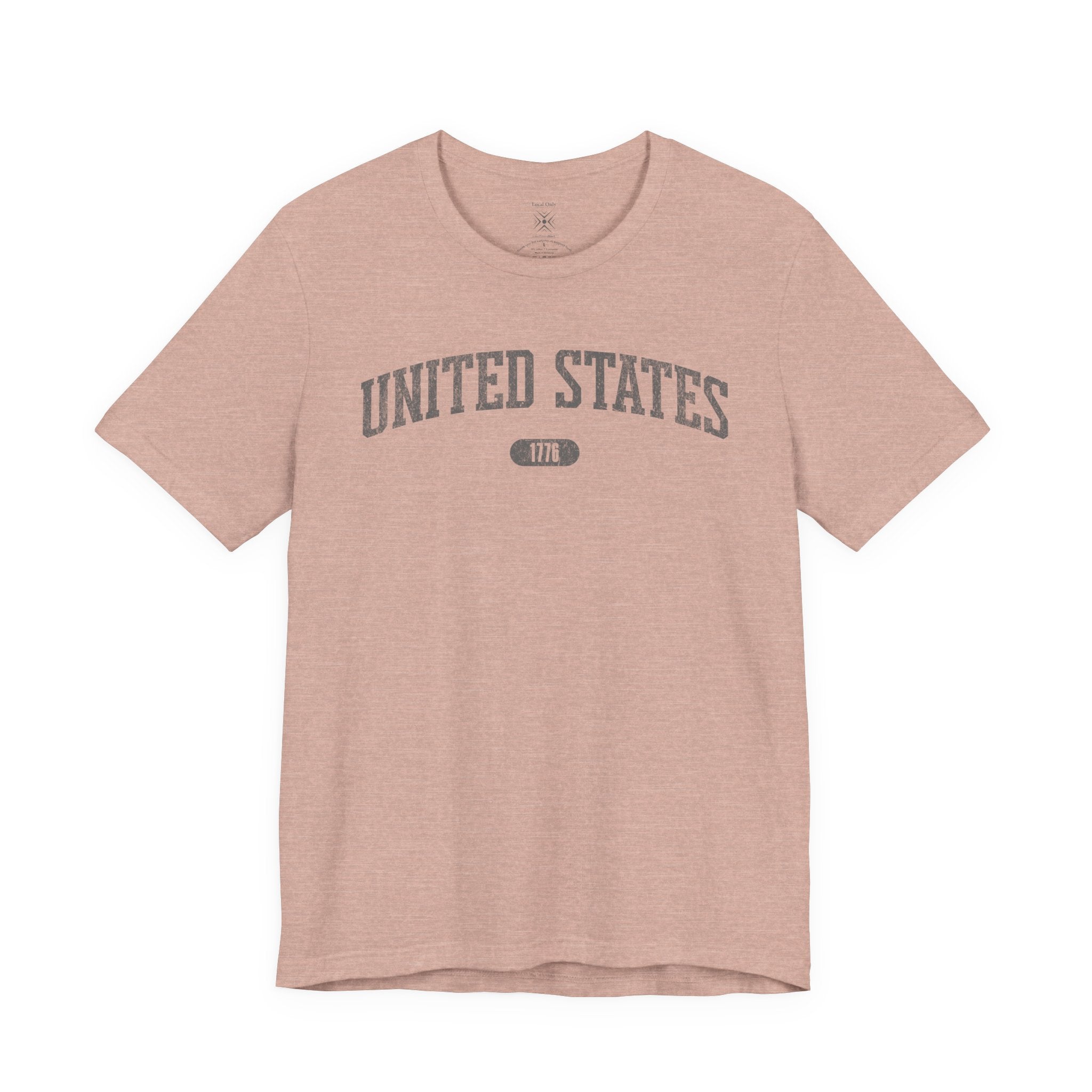 United States 1776 Vintage Collegiate Color Tee - Patriotic Distressed Grey Graphic T-Shirt