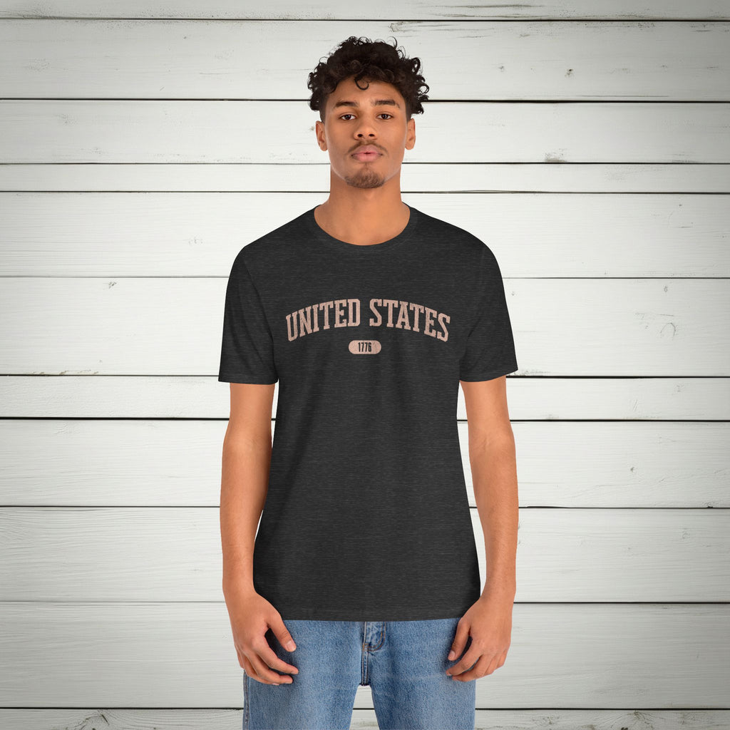 United States 1776 Vintage Collegiate Premium T-Shirt – Pink Graphic – Neutrals