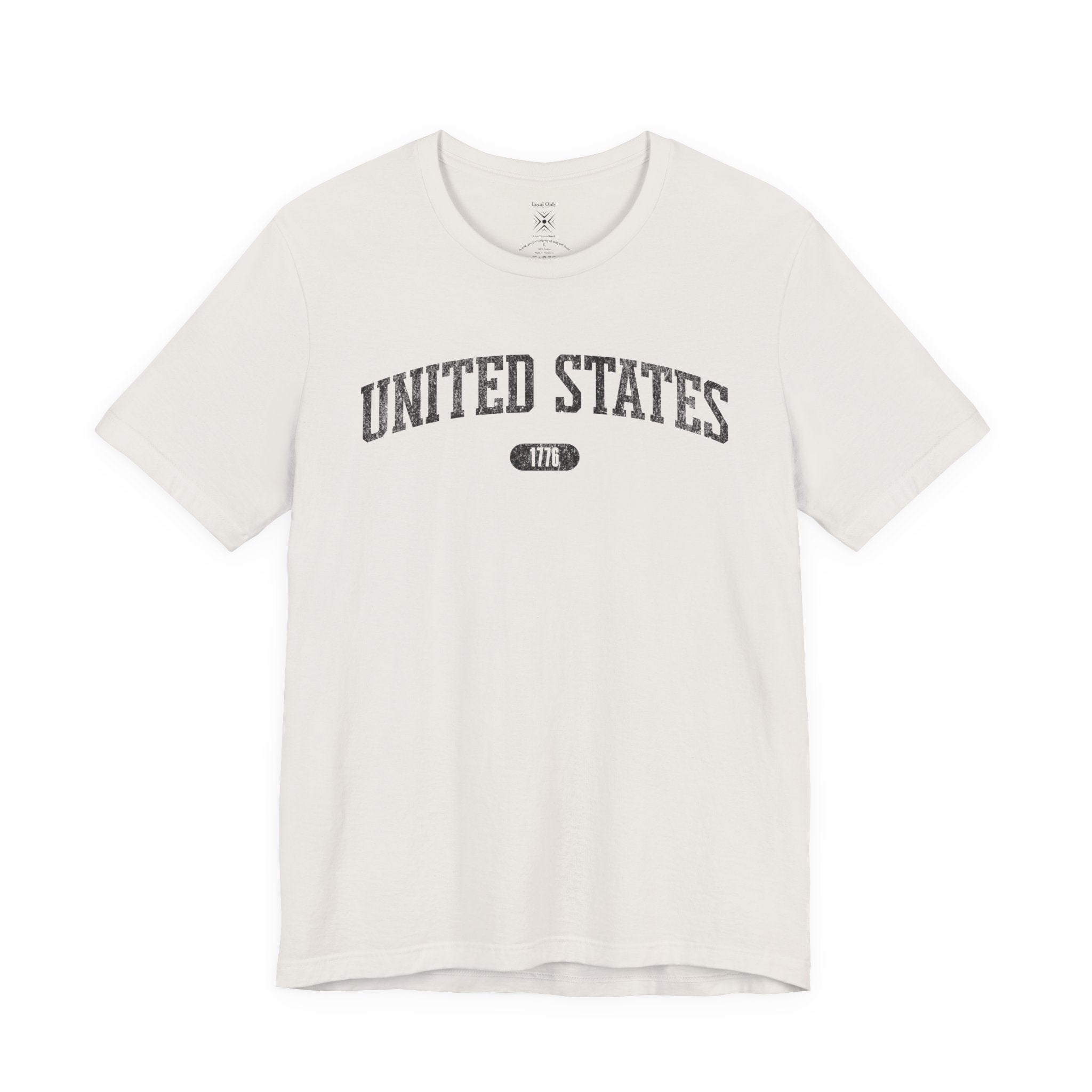 United States 1776 Vintage Collegiate T-Shirt – Black Graphic – Neutrals