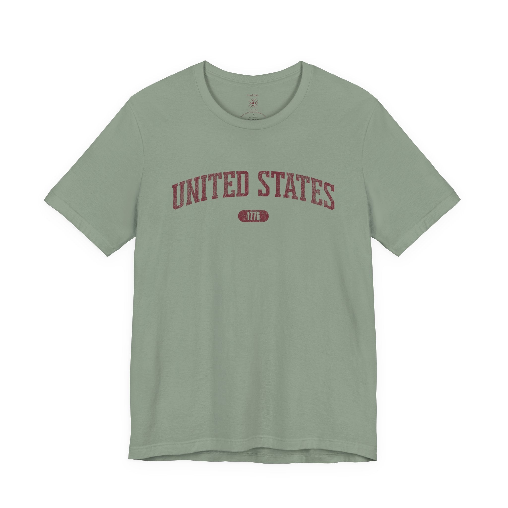 United States 1776 Vintage Collegiate Premium T-Shirt – Burgundy Graphic – Colorful