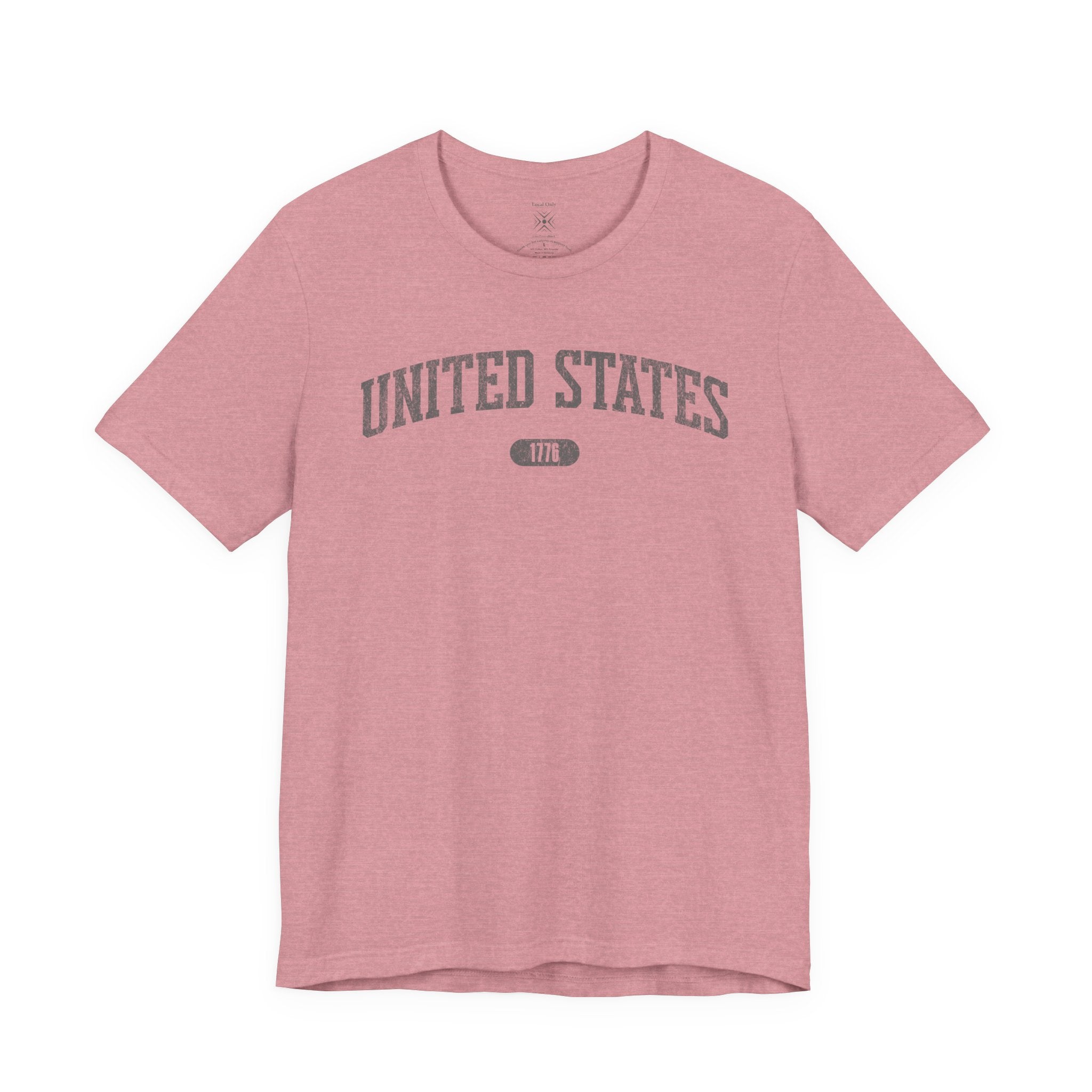United States 1776 Vintage Collegiate Color Tee - Patriotic Distressed Grey Graphic T-Shirt