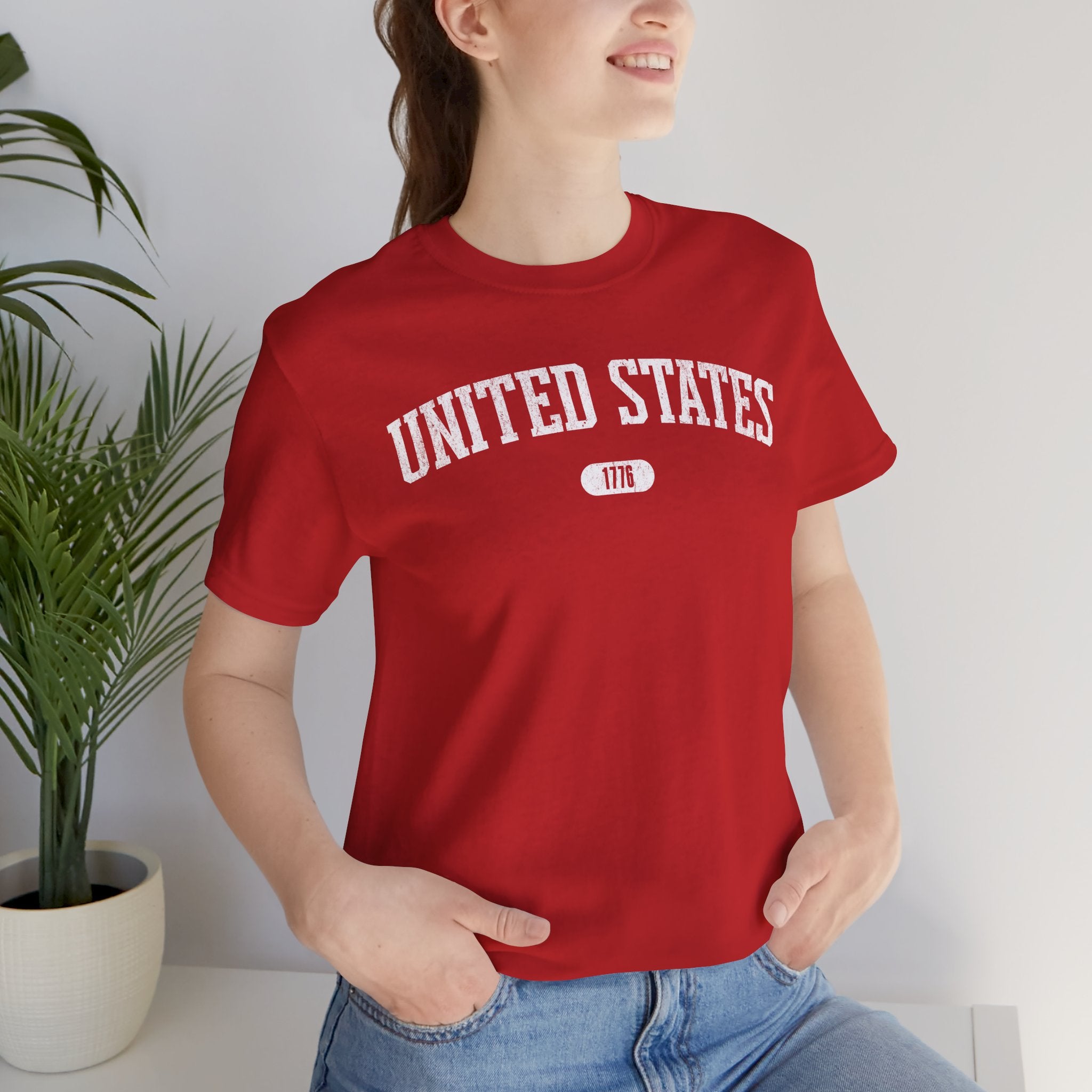 United States 1776 Vintage Collegiate T-Shirt – White Graphic – Colorful