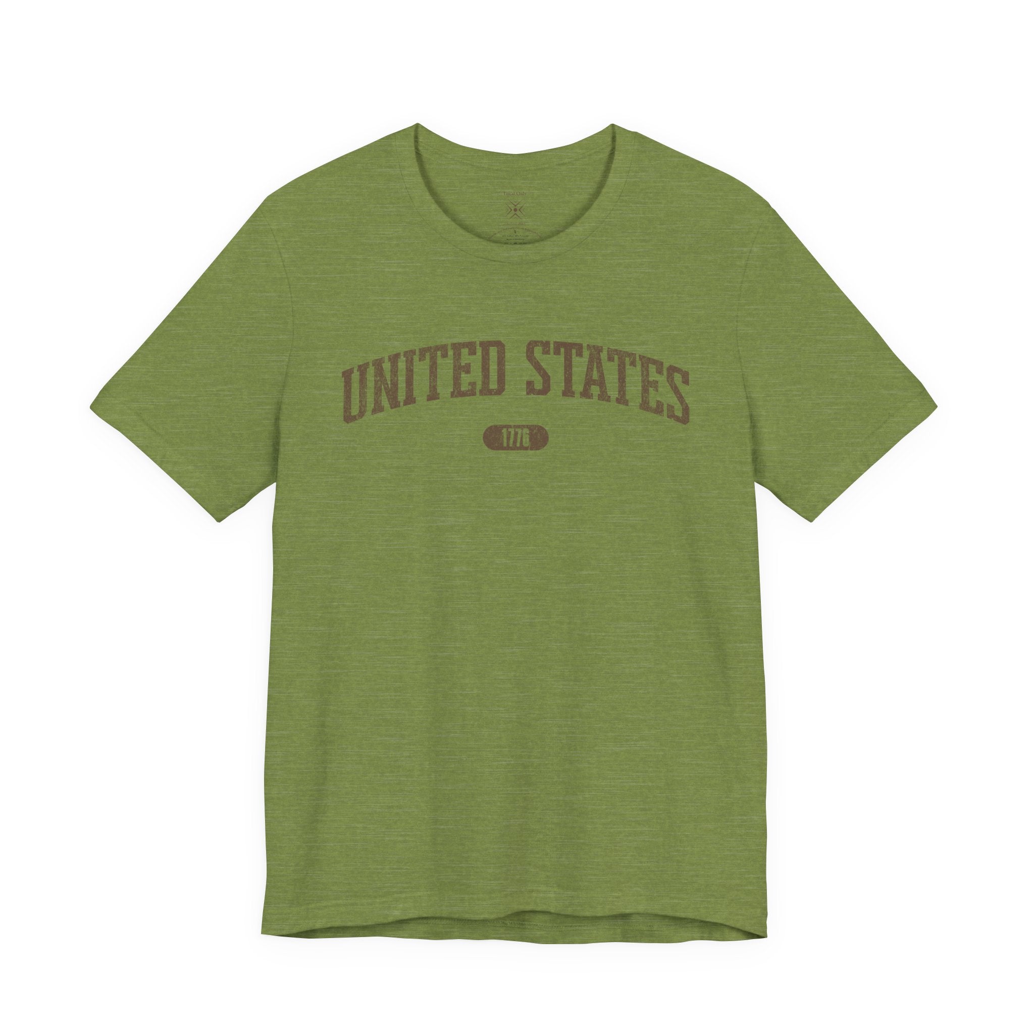 United States 1776 Vintage Collegiate T-Shirt – Brown Graphic – Colorful