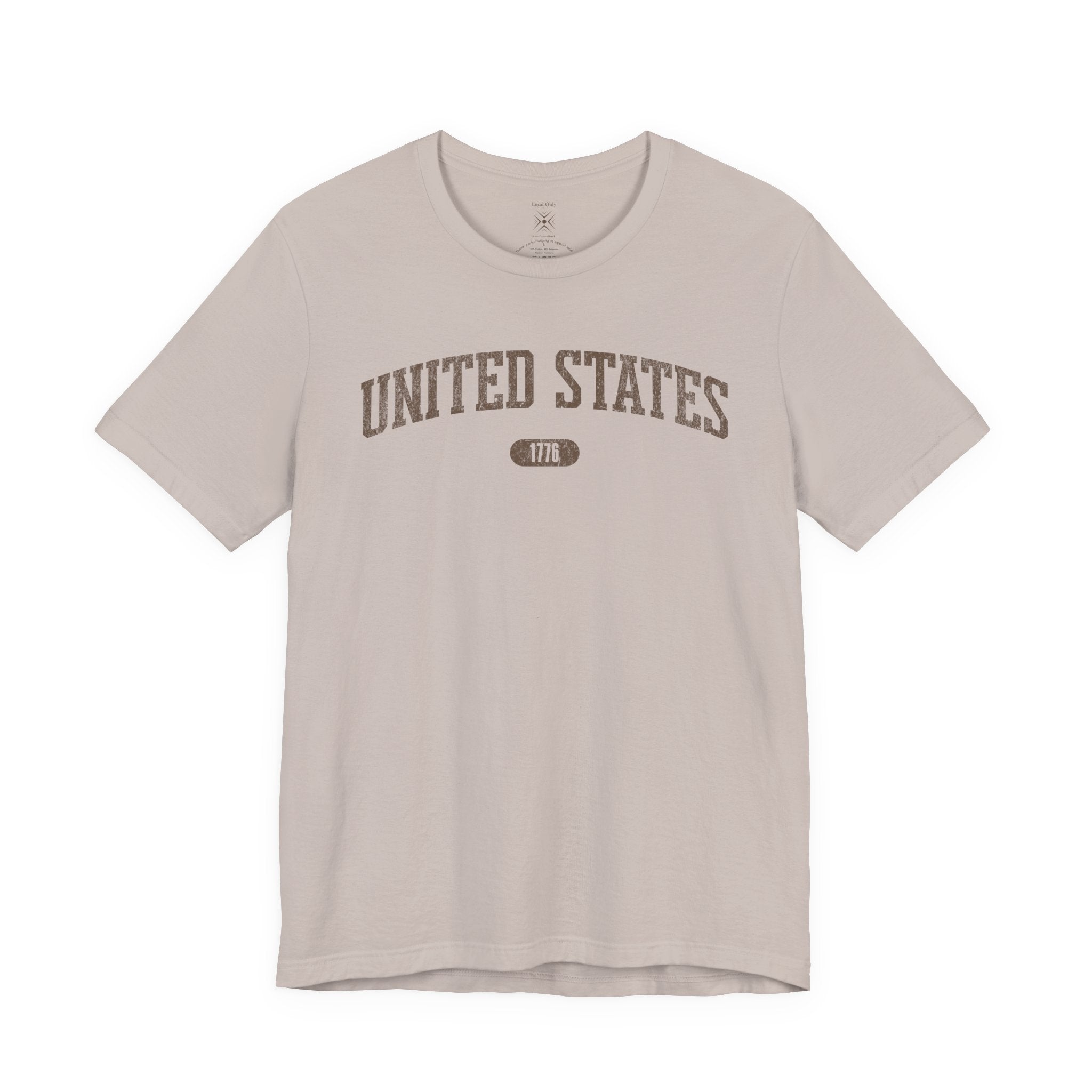 United States 1776 Vintage Collegiate T-Shirt – Brown Graphic – Neutrals