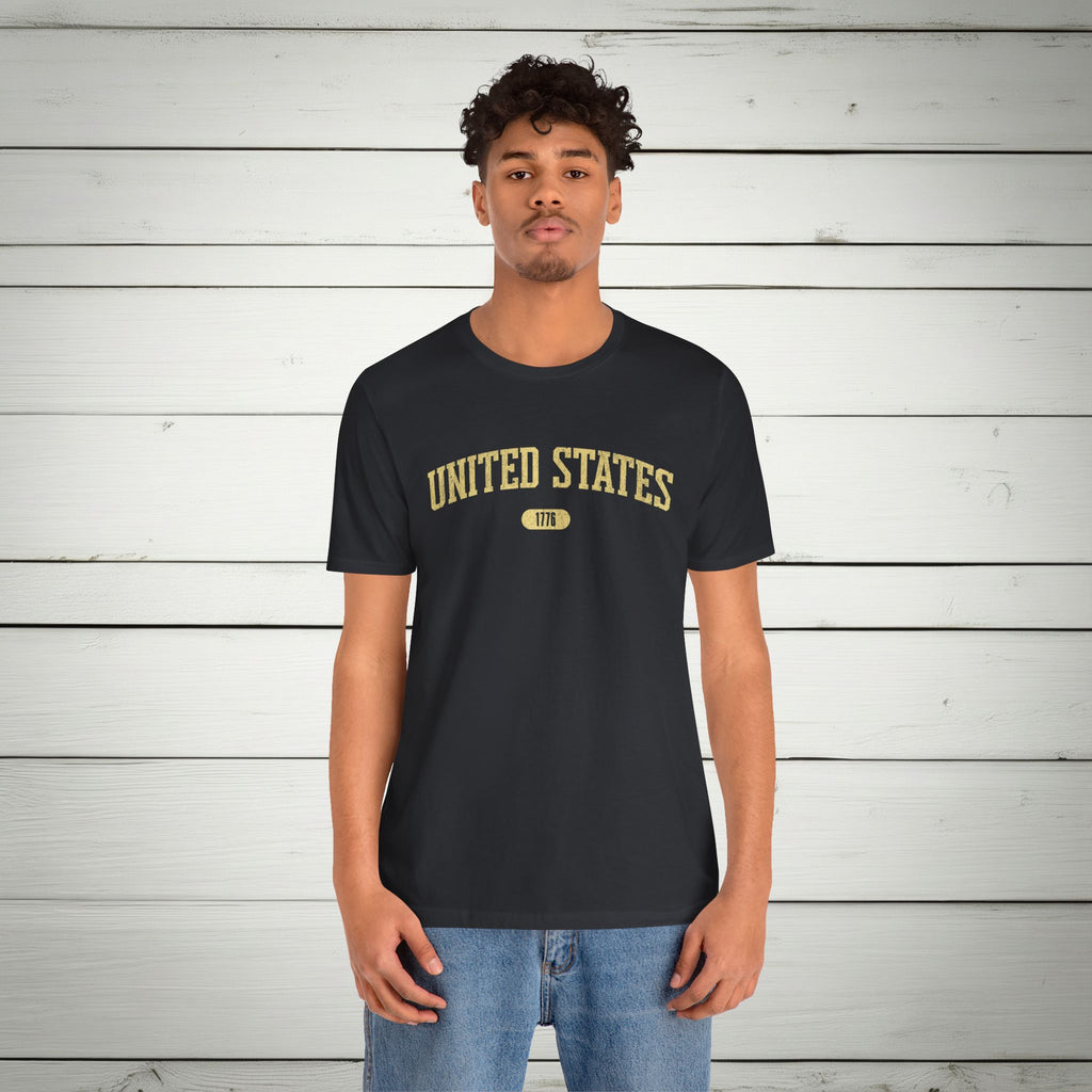 United States 1776 Vintage Collegiate Premium T-Shirt – Yellow Graphic – Neutrals