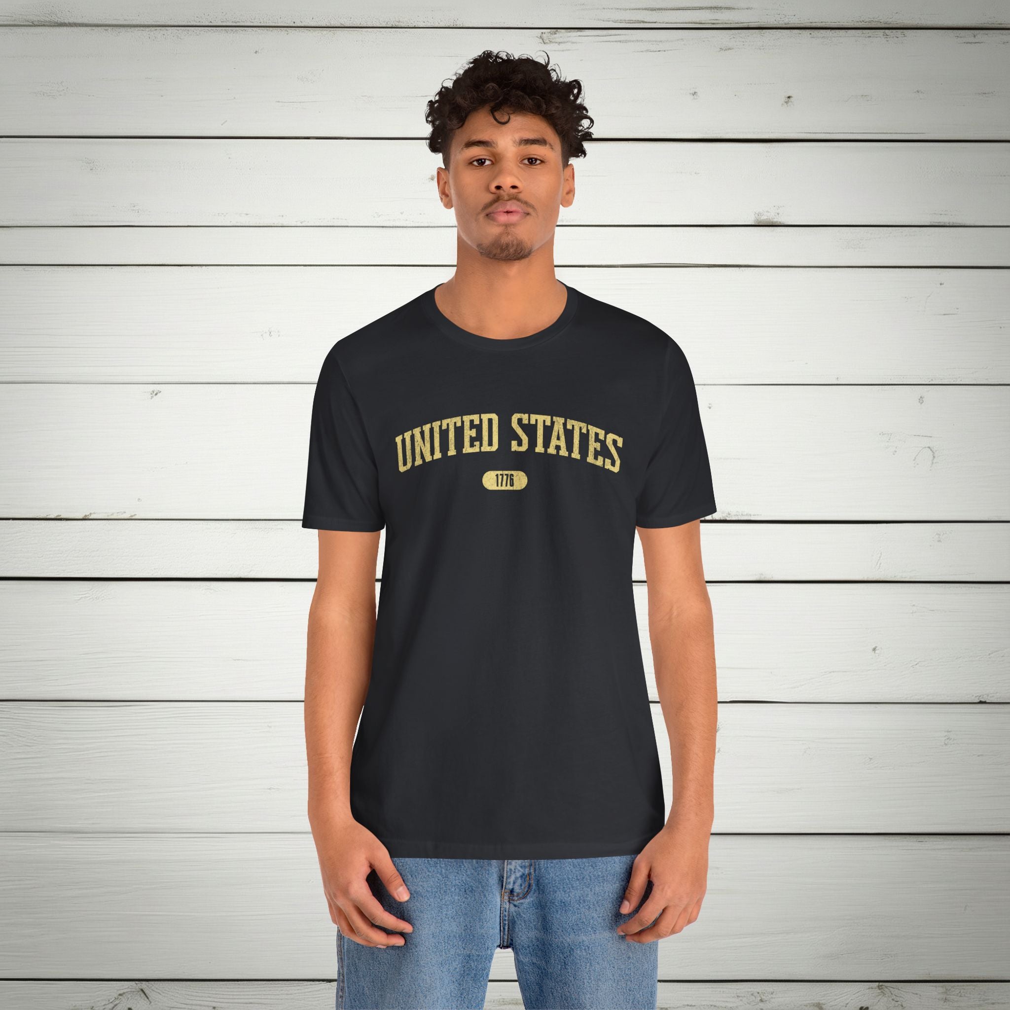 United States 1776 Vintage Collegiate Premium T-Shirt – Yellow Graphic – Neutrals