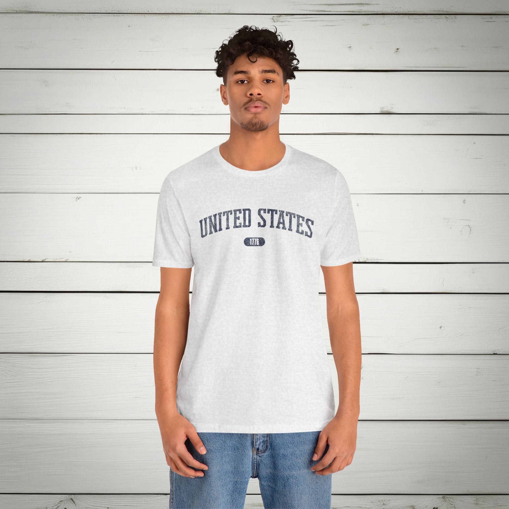 United States 1776 Vintage Collegiate Premium T-Shirt – Navy Graphic – Neutrals