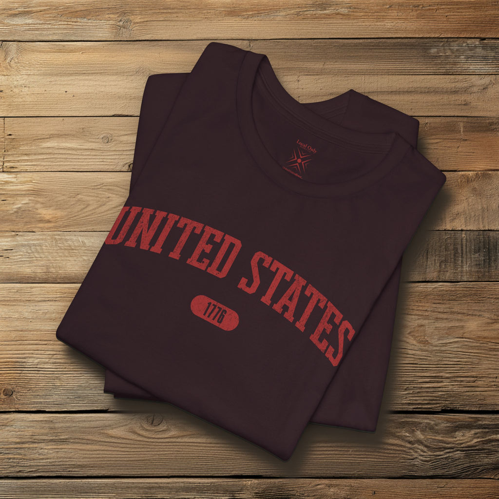 United States 1776 Vintage Collegiate Premium T-Shirt – Red Graphic – Neutrals