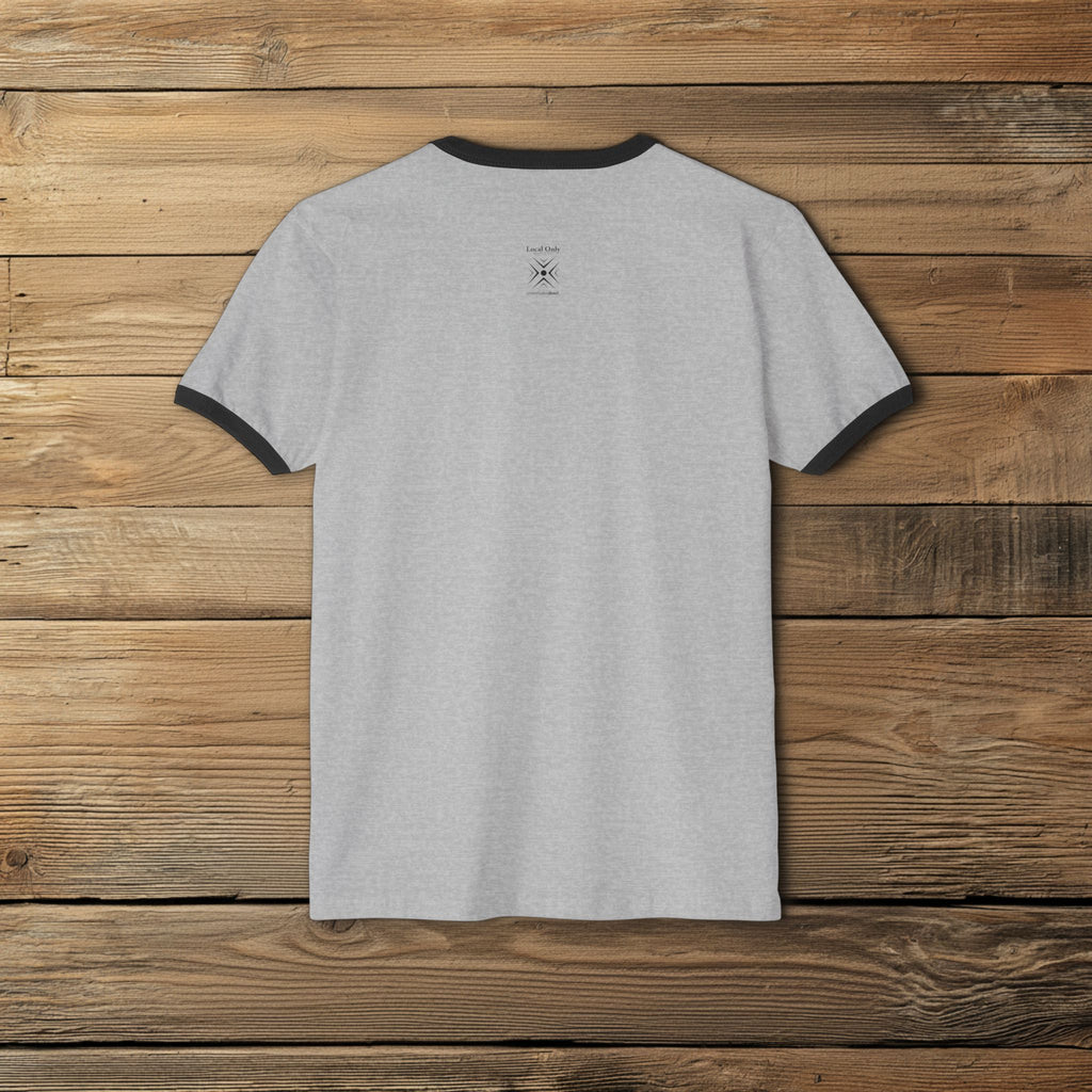 United States of America 1776 Vintage Collegiate Ringer Tee – Black Graphic – Neutrals with Black Trim