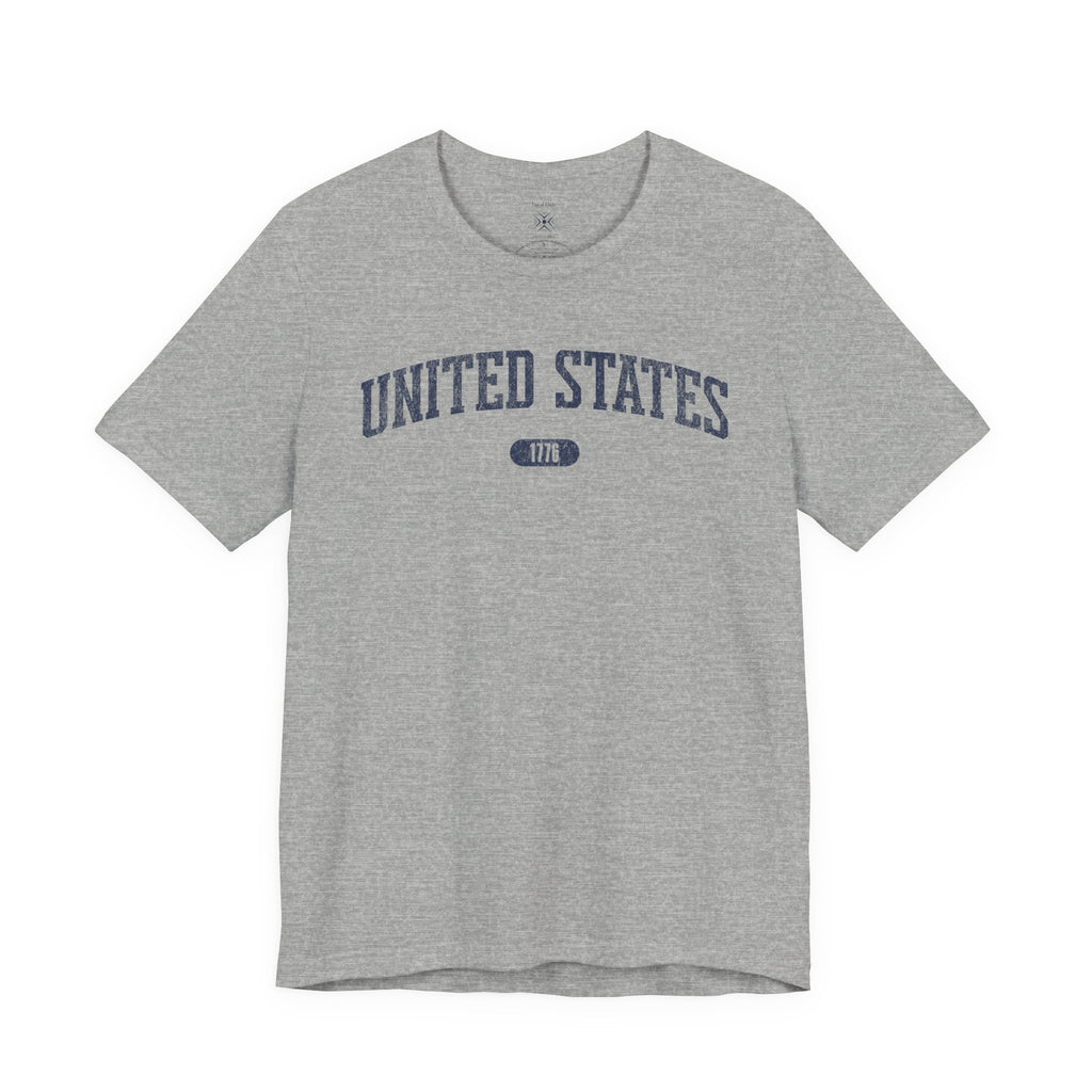 United States 1776 Vintage Collegiate T-Shirt – Navy Graphic – Neutrals