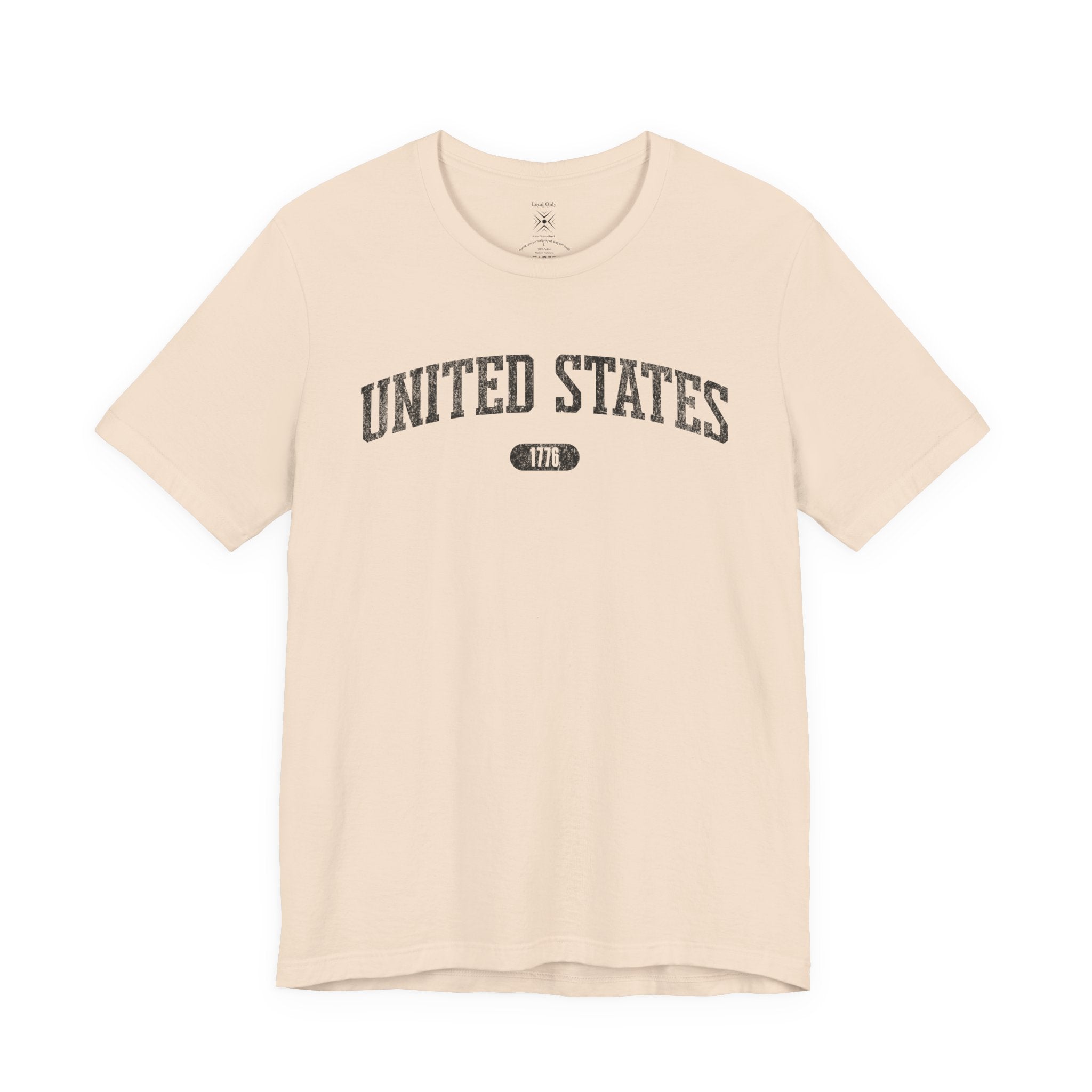 United States 1776 Vintage Collegiate T-Shirt – Black Graphic – Neutrals