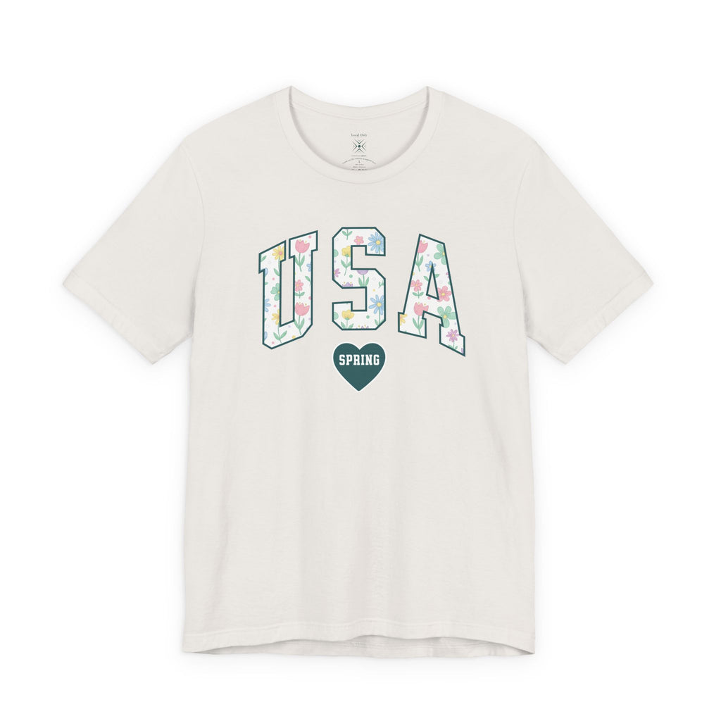 USA Love Spring Floral Varsity Graphic Tee – Transformative Teal
