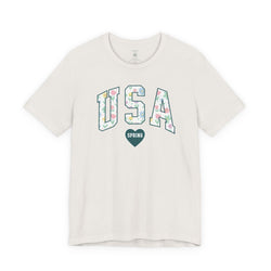 USA Love Spring Floral Varsity Graphic Tee – Transformative Teal