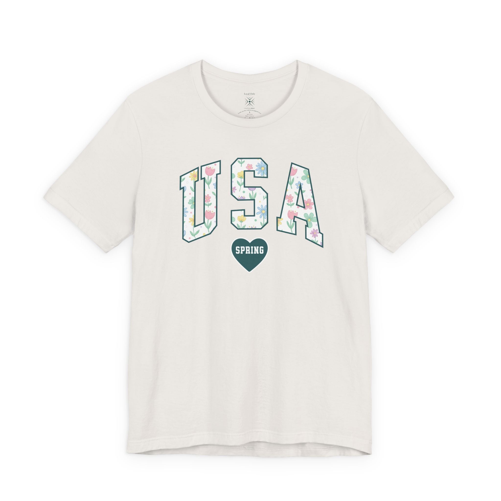 USA Love Spring Floral Varsity Graphic Tee – Transformative Teal