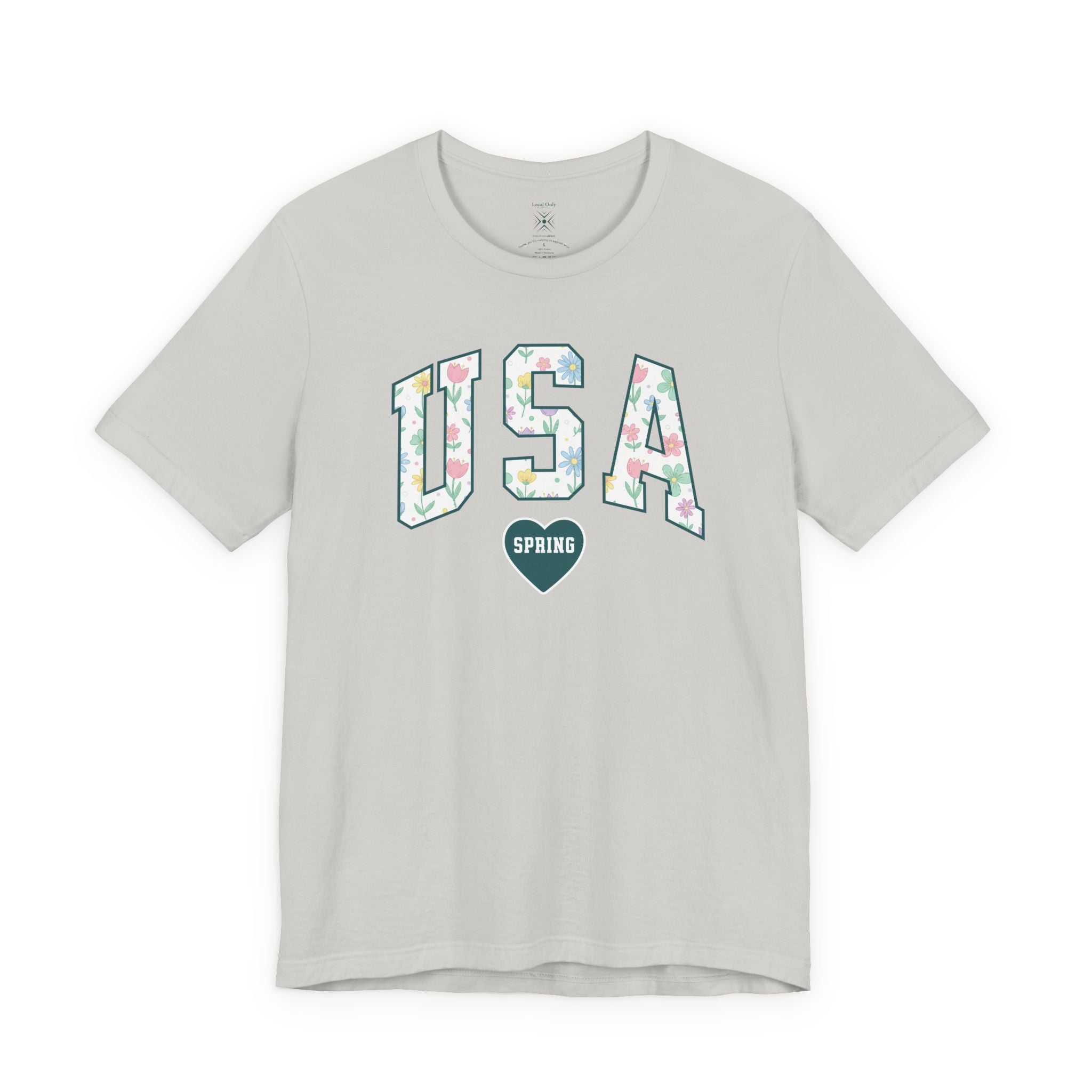 USA Love Spring Floral Varsity Graphic Tee – Transformative Teal