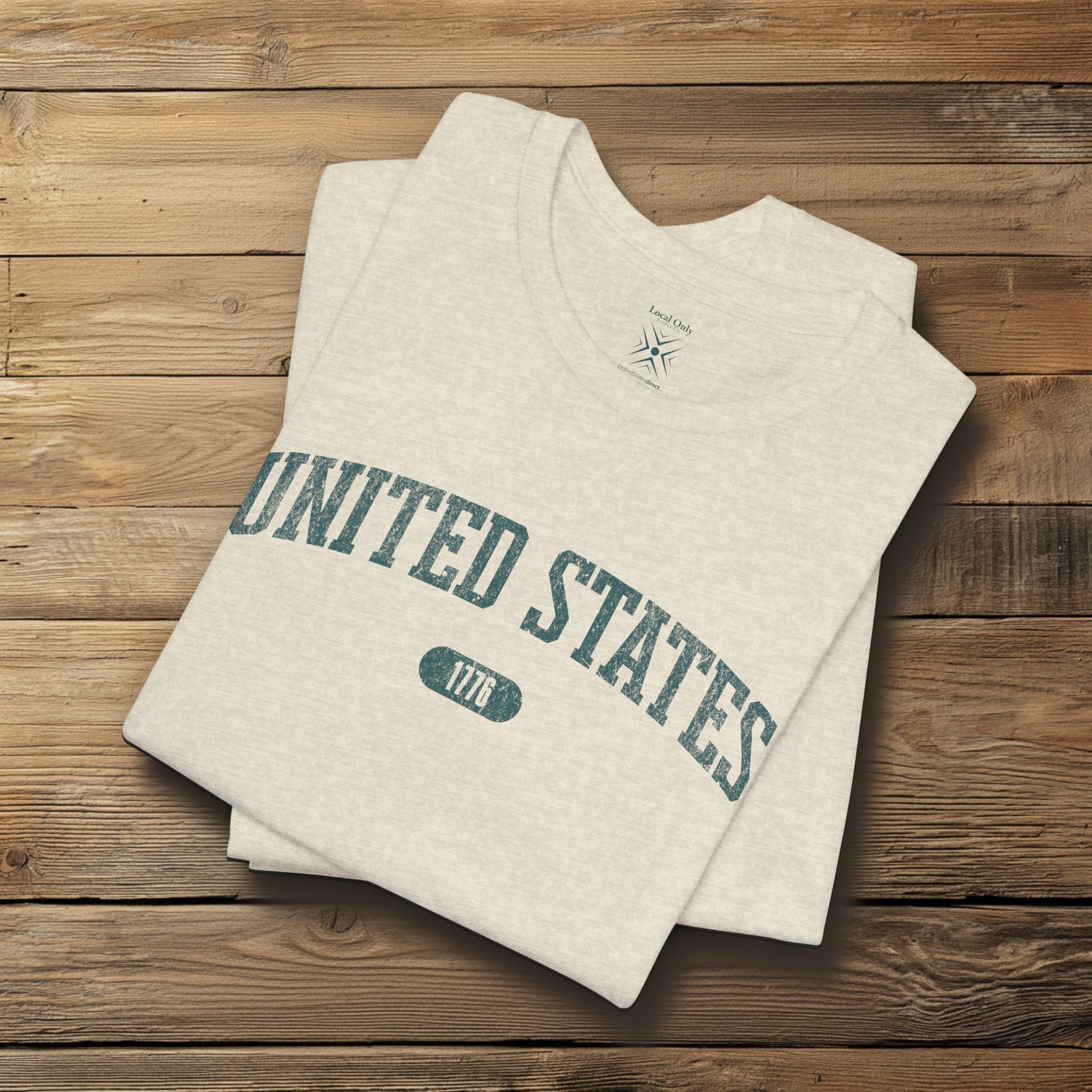 United States 1776 Vintage Collegiate Premium T-Shirt – Teal Graphic – Neutrals