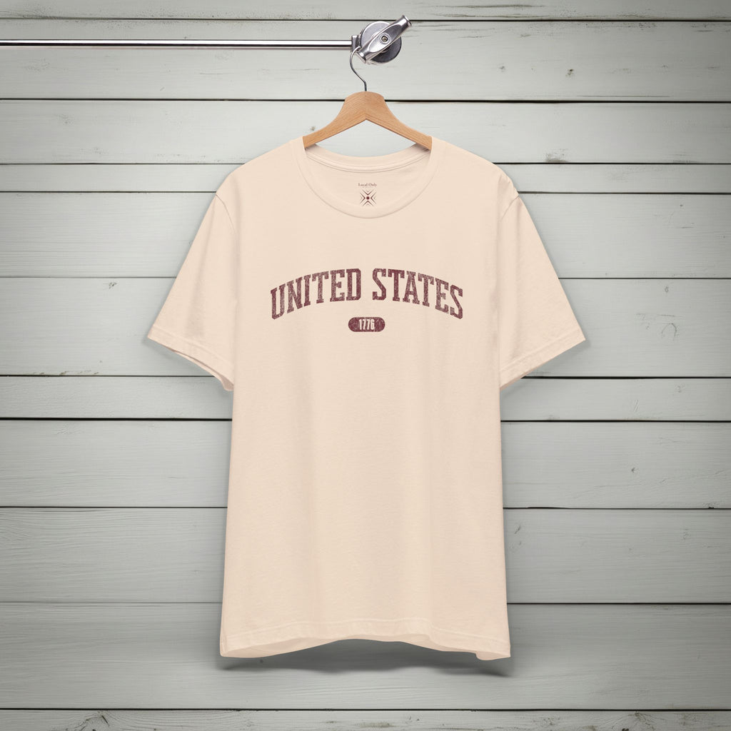 United States 1776 Vintage Collegiate Premium T-Shirt – Burgundy Graphic – Neutrals