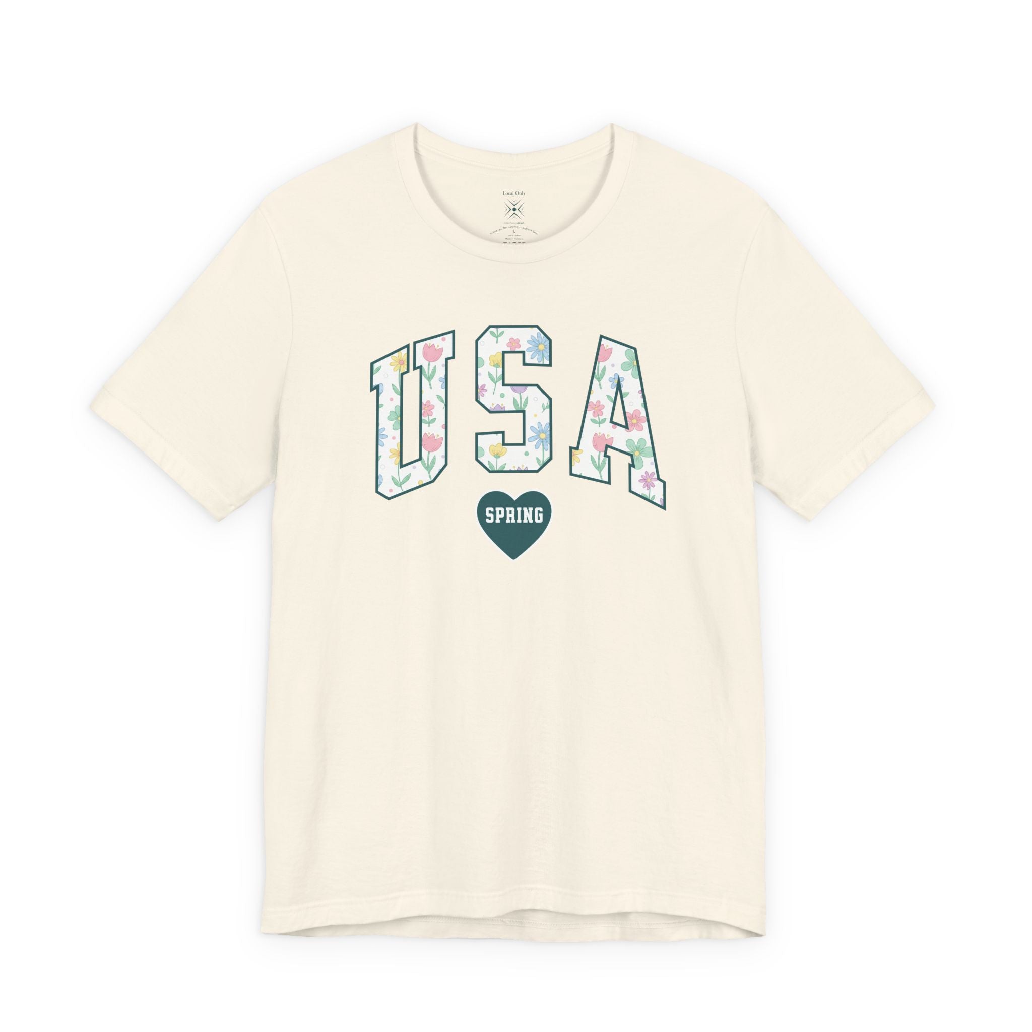 USA Love Spring Floral Varsity Graphic Tee – Transformative Teal