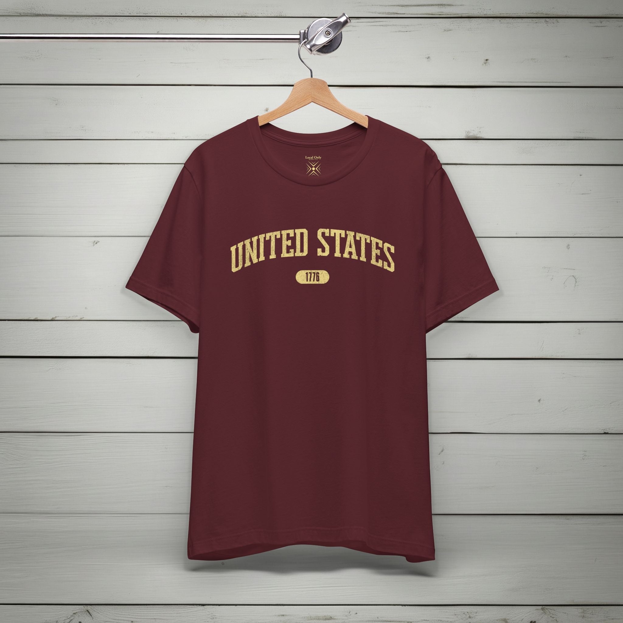 United States 1776 Vintage Collegiate Premium T-Shirt – Yellow Graphic – Colorful