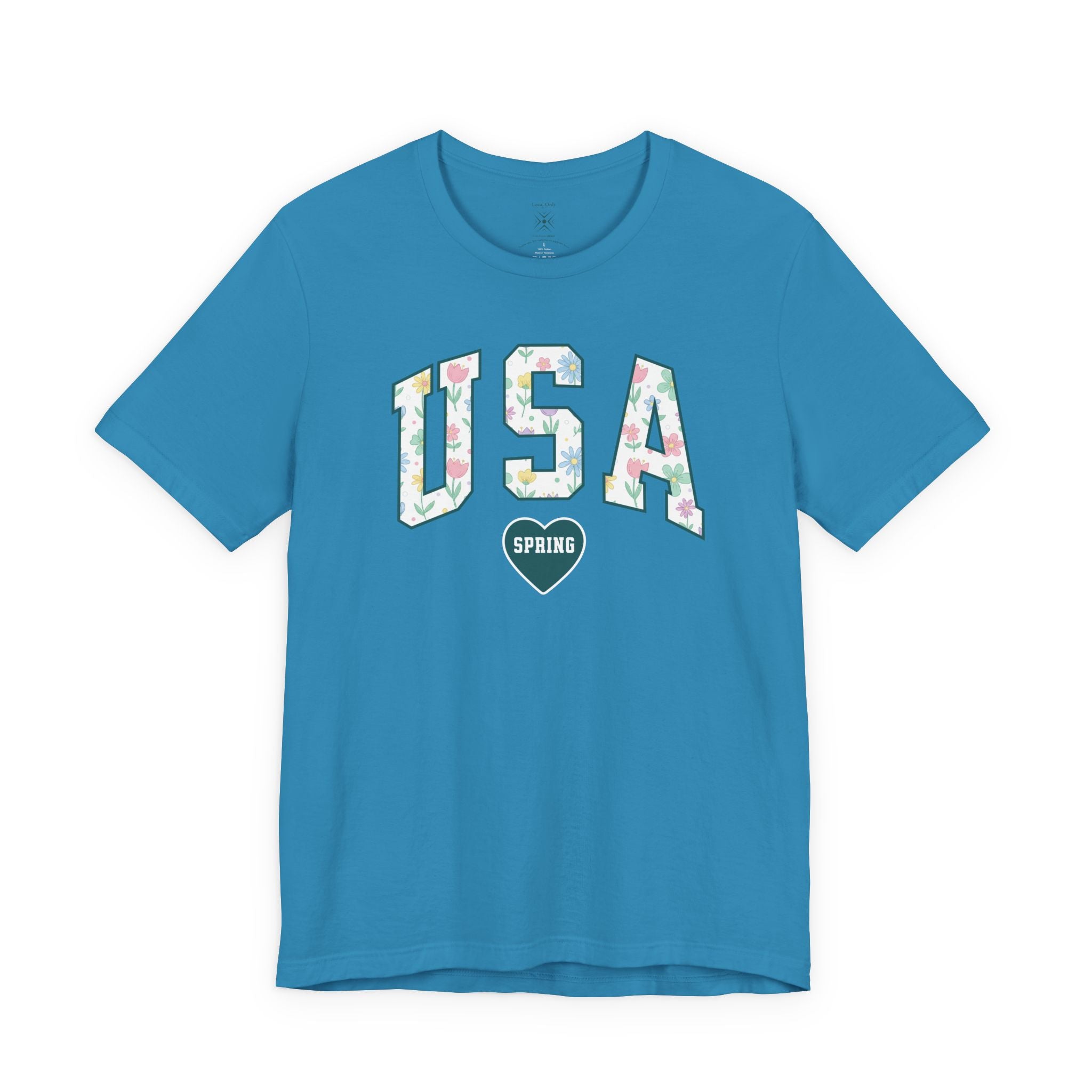 USA Love Spring Floral Varsity Graphic Tee – Transformative Teal