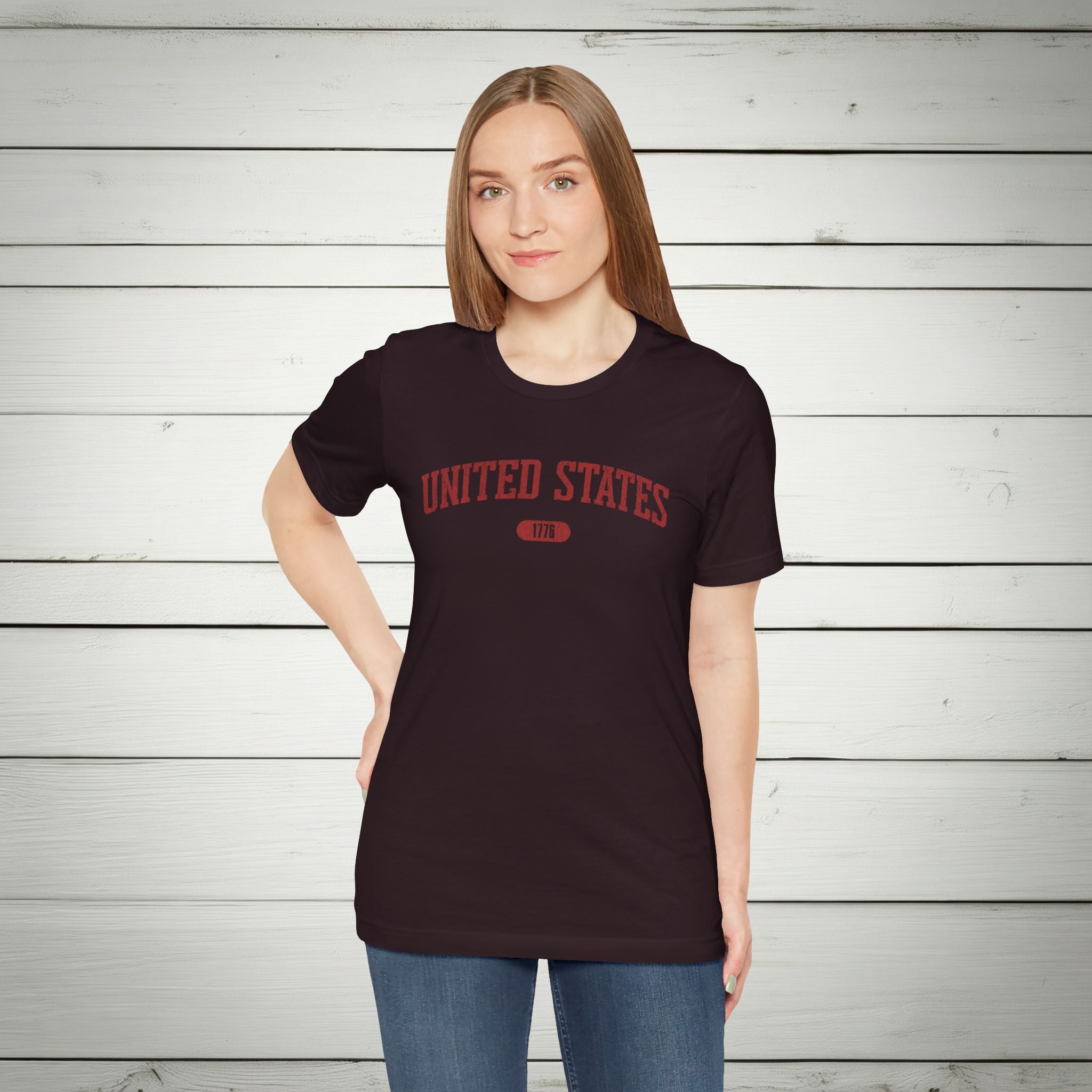 United States 1776 Vintage Collegiate Premium T-Shirt – Red Graphic – Neutrals