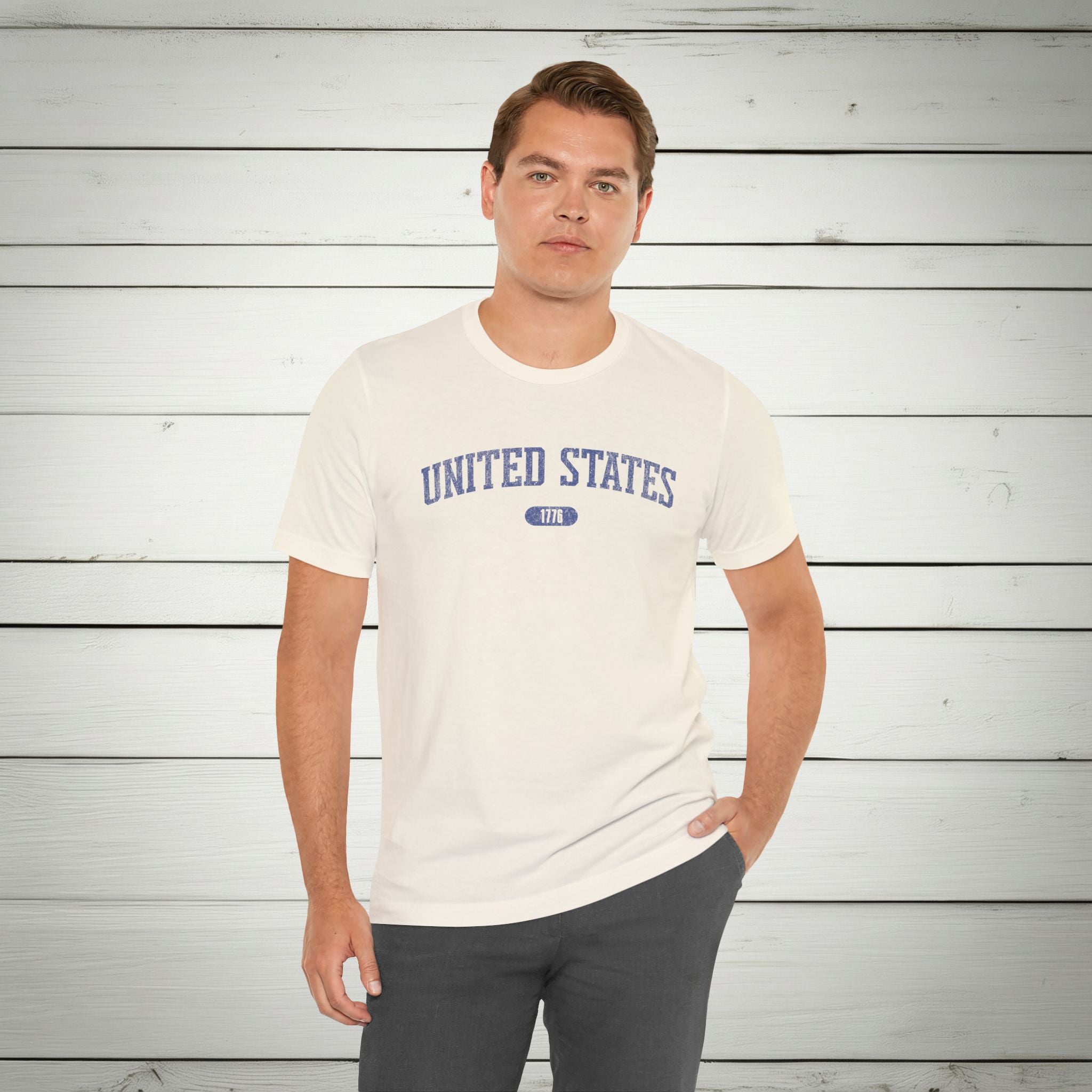 United States 1776 Vintage Collegiate Premium T-Shirt – Blue Graphic – Neutrals