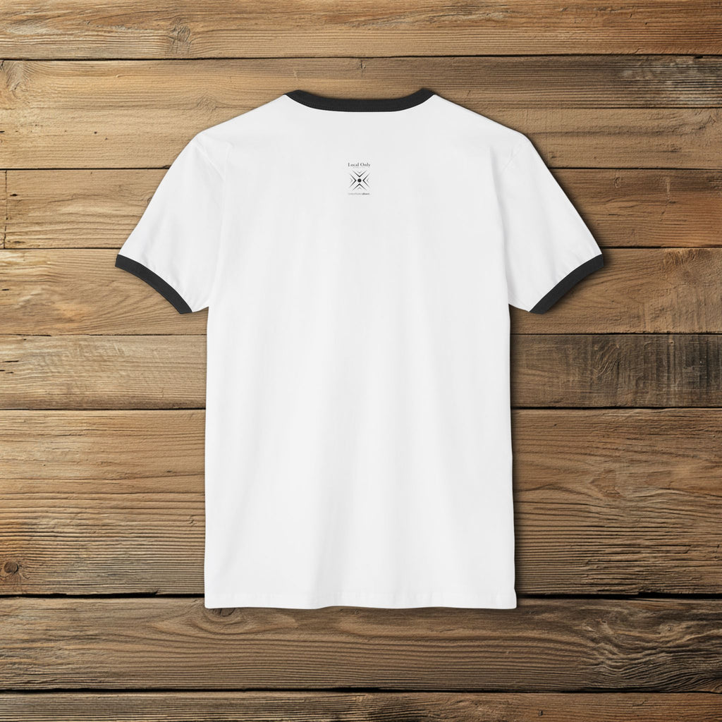 United States of America 1776 Vintage Collegiate Ringer Tee – Black Graphic – Neutrals with Black Trim