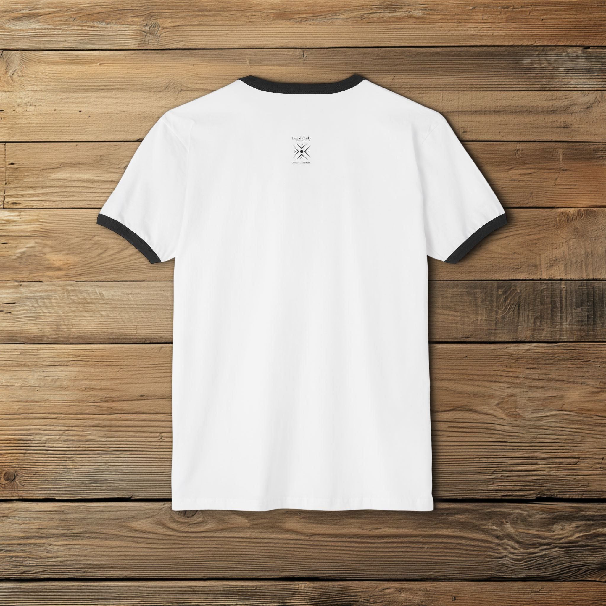 United States of America 1776 Vintage Collegiate Ringer Tee – Black Graphic – Neutrals with Black Trim
