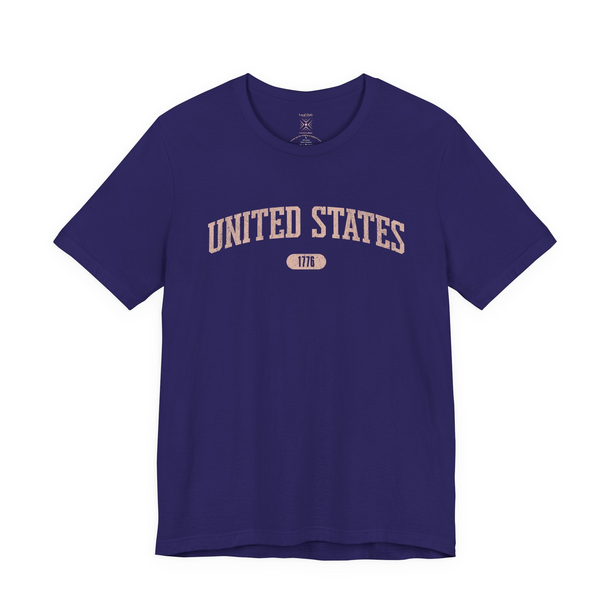 Team Navy t-shirt with 'UNITED STATES 1776' in transcendent pink collegiate text.
