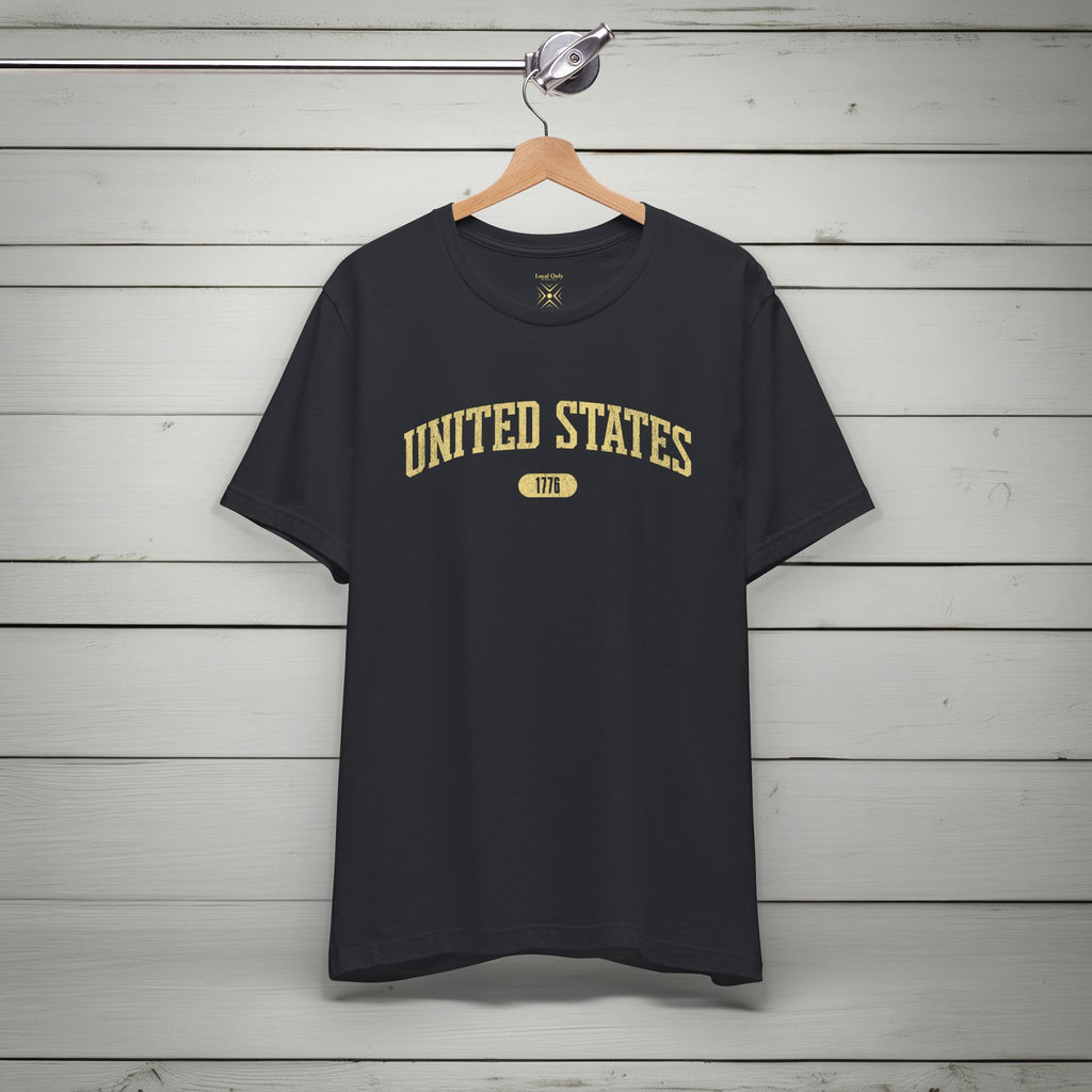 United States 1776 Vintage Collegiate Premium T-Shirt – Yellow Graphic – Neutrals