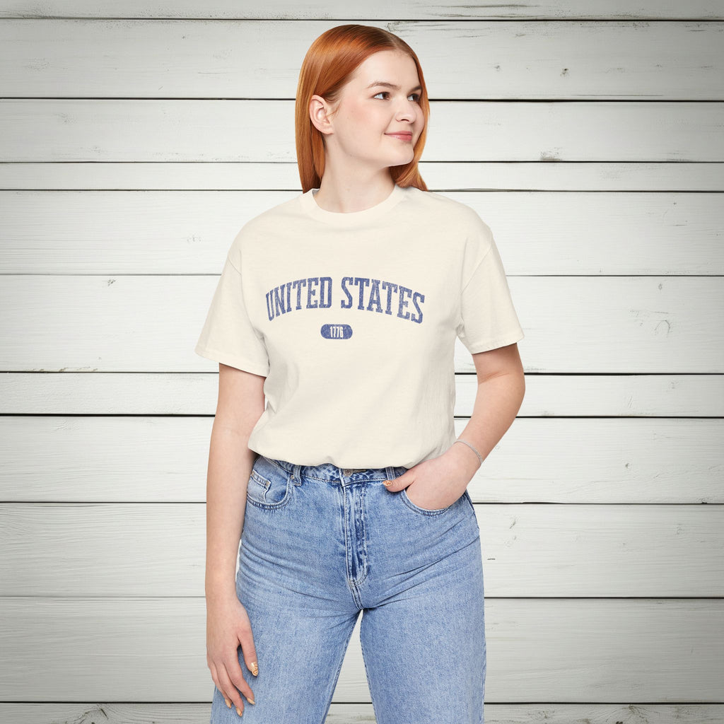 United States 1776 Vintage Collegiate Premium T-Shirt – Blue Graphic – Neutrals