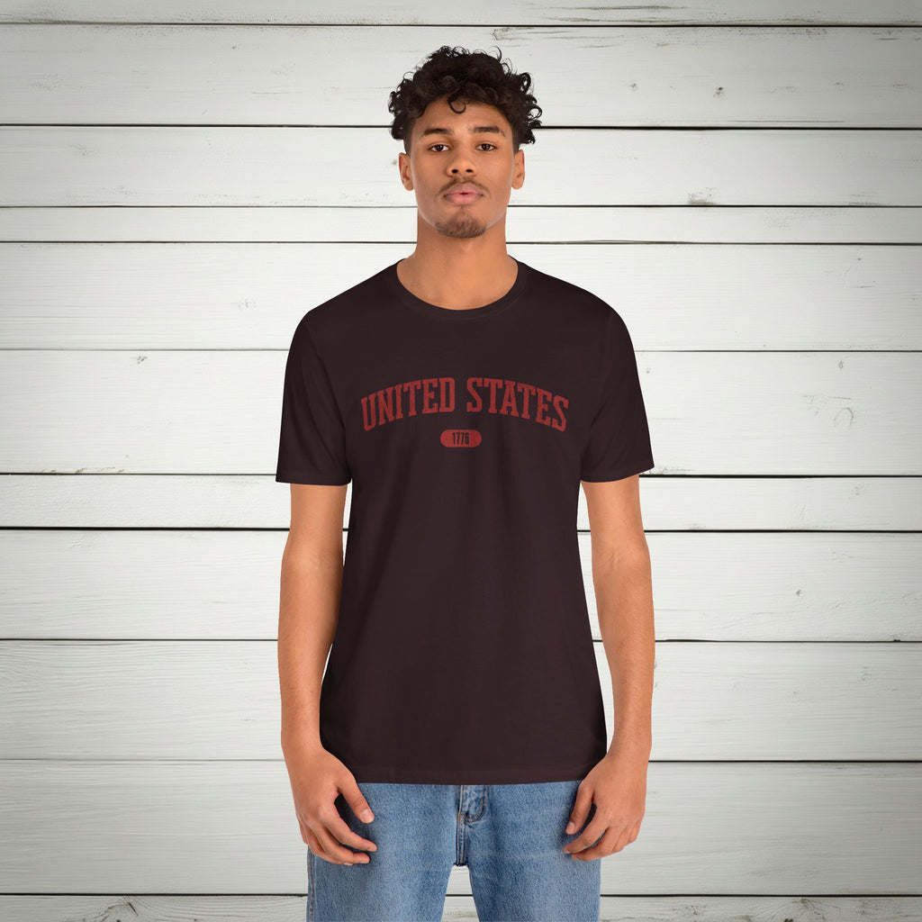 United States 1776 Vintage Collegiate Premium T-Shirt – Red Graphic – Neutrals