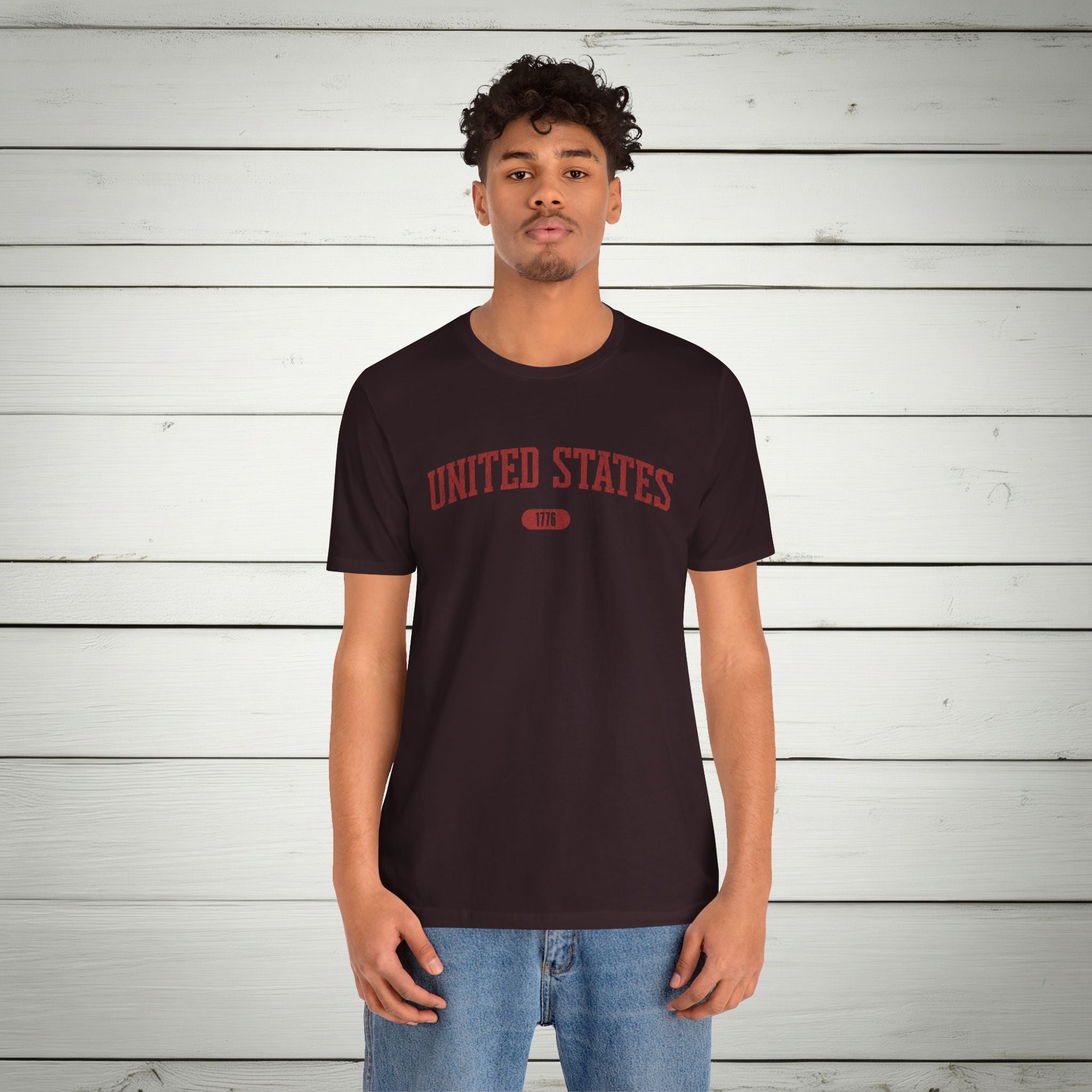 United States 1776 Vintage Collegiate Premium T-Shirt – Red Graphic – Neutrals