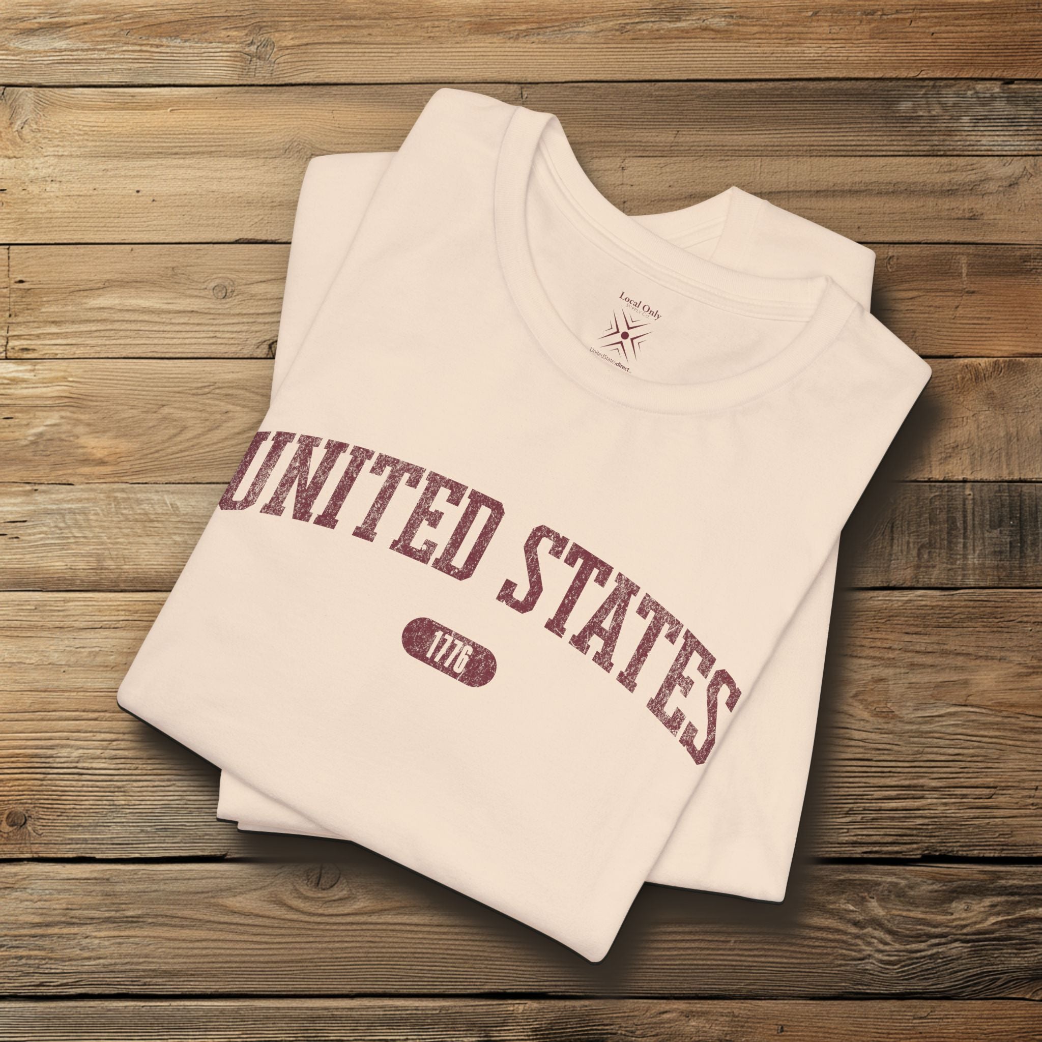United States 1776 Vintage Collegiate Premium T-Shirt – Burgundy Graphic – Neutrals