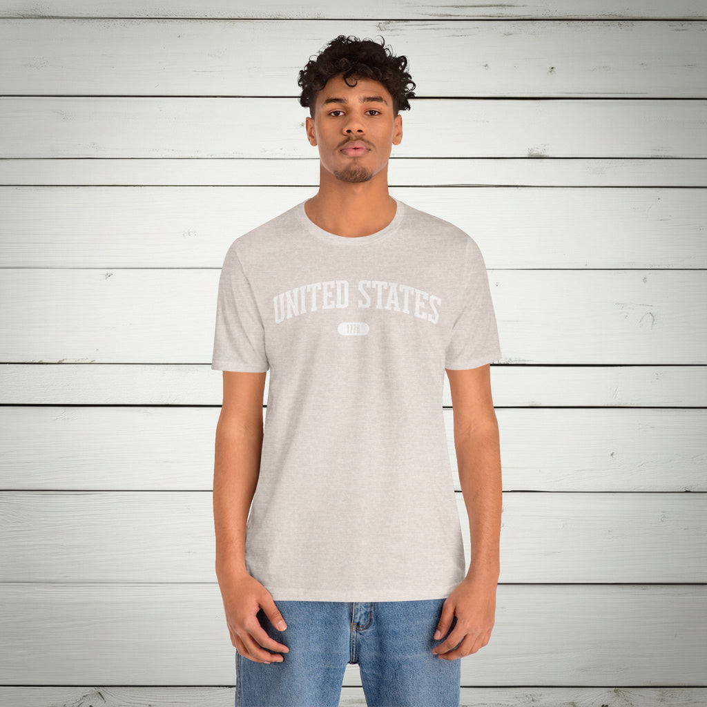 United States 1776 Vintage Collegiate Premium T-Shirt – White Graphic – Neutrals