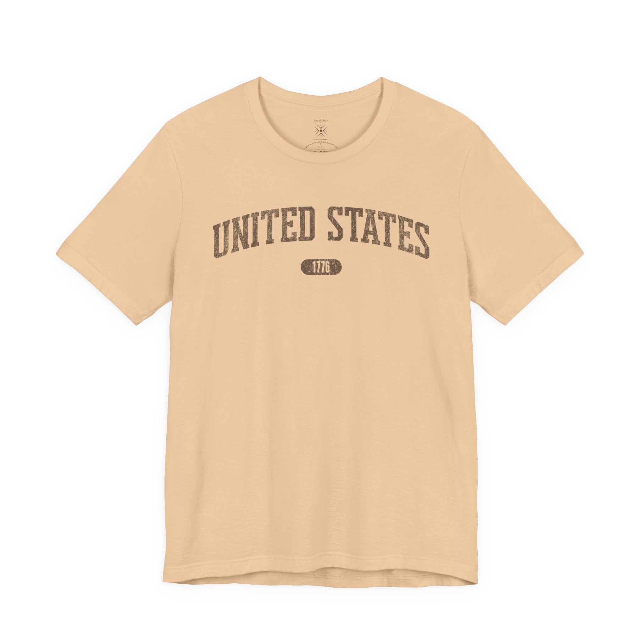 United States 1776 Vintage Collegiate T-Shirt – Brown Graphic – Neutrals