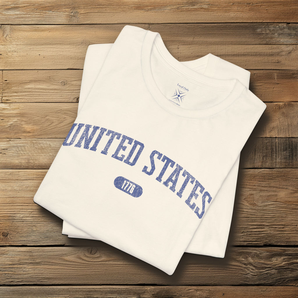 United States 1776 Vintage Collegiate Premium T-Shirt – Blue Graphic – Neutrals