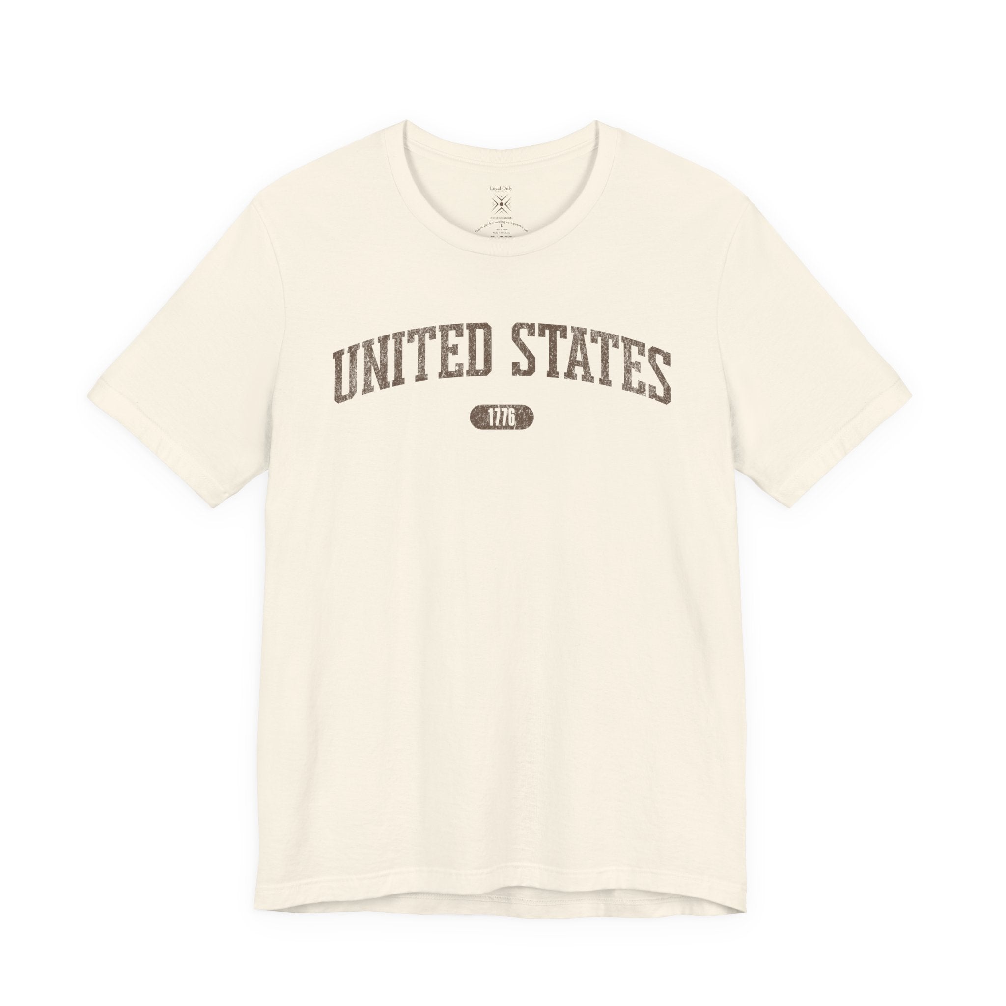 United States 1776 Vintage Collegiate T-Shirt – Brown Graphic – Neutrals