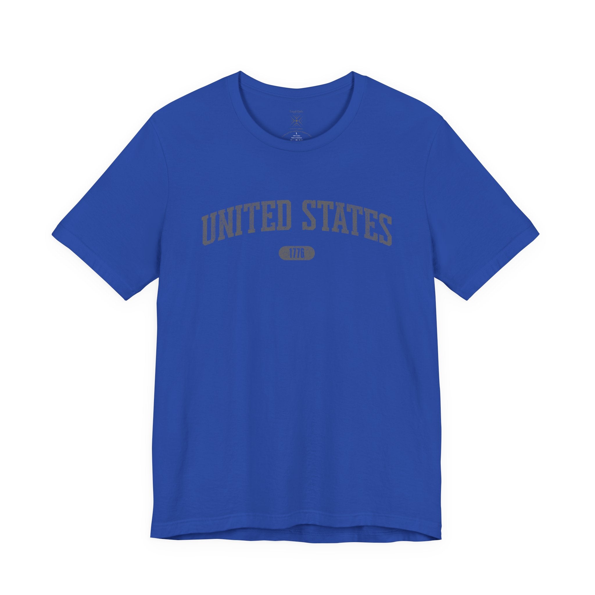 True Royal t-shirt with 'UNITED STATES 1776' in gray collegiate text.