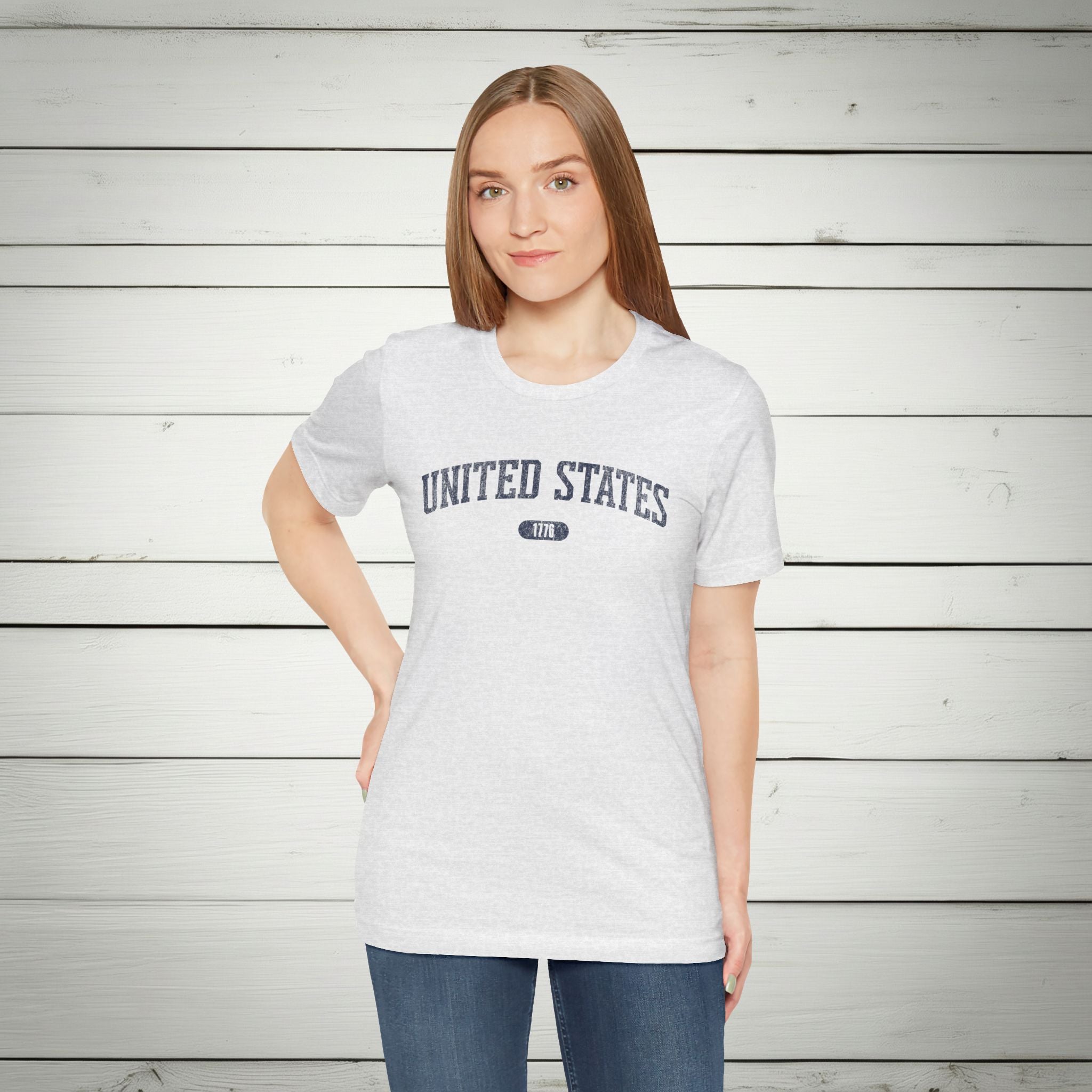 United States 1776 Vintage Collegiate Premium T-Shirt – Navy Graphic – Neutrals