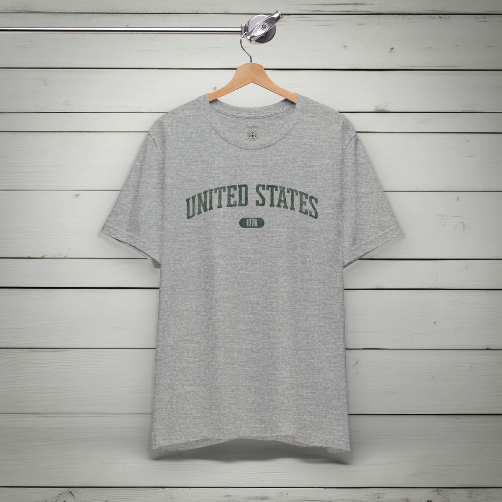 United States 1776 Vintage Collegiate Premium T-Shirt – Green Graphic – Neutrals